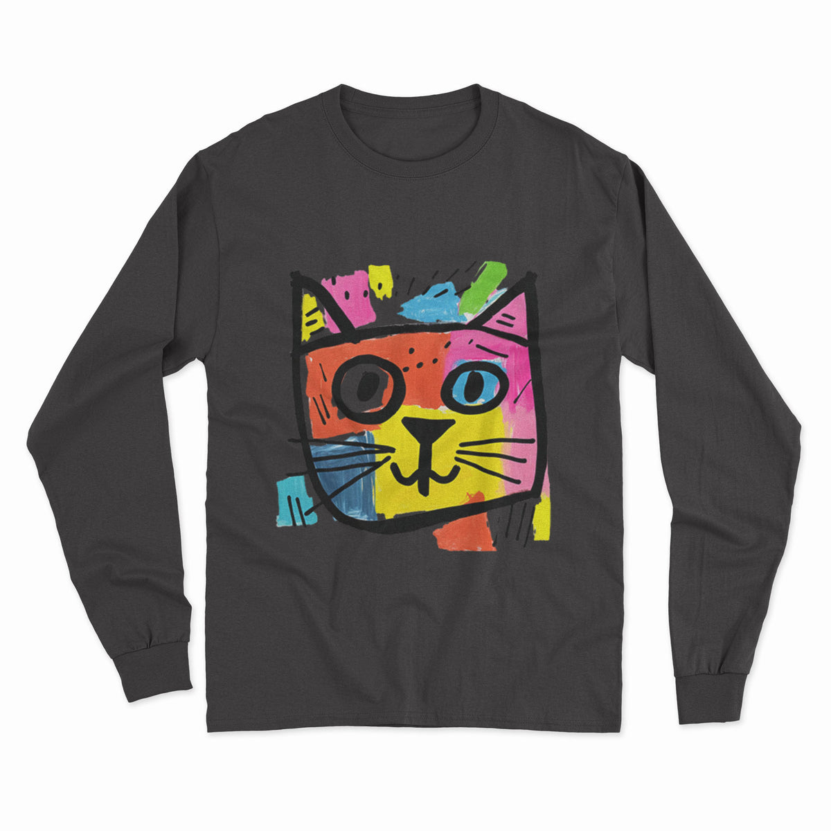 Minimalist Cat Print Long Sleeve Tee – Effortless Style for Any Casual Look