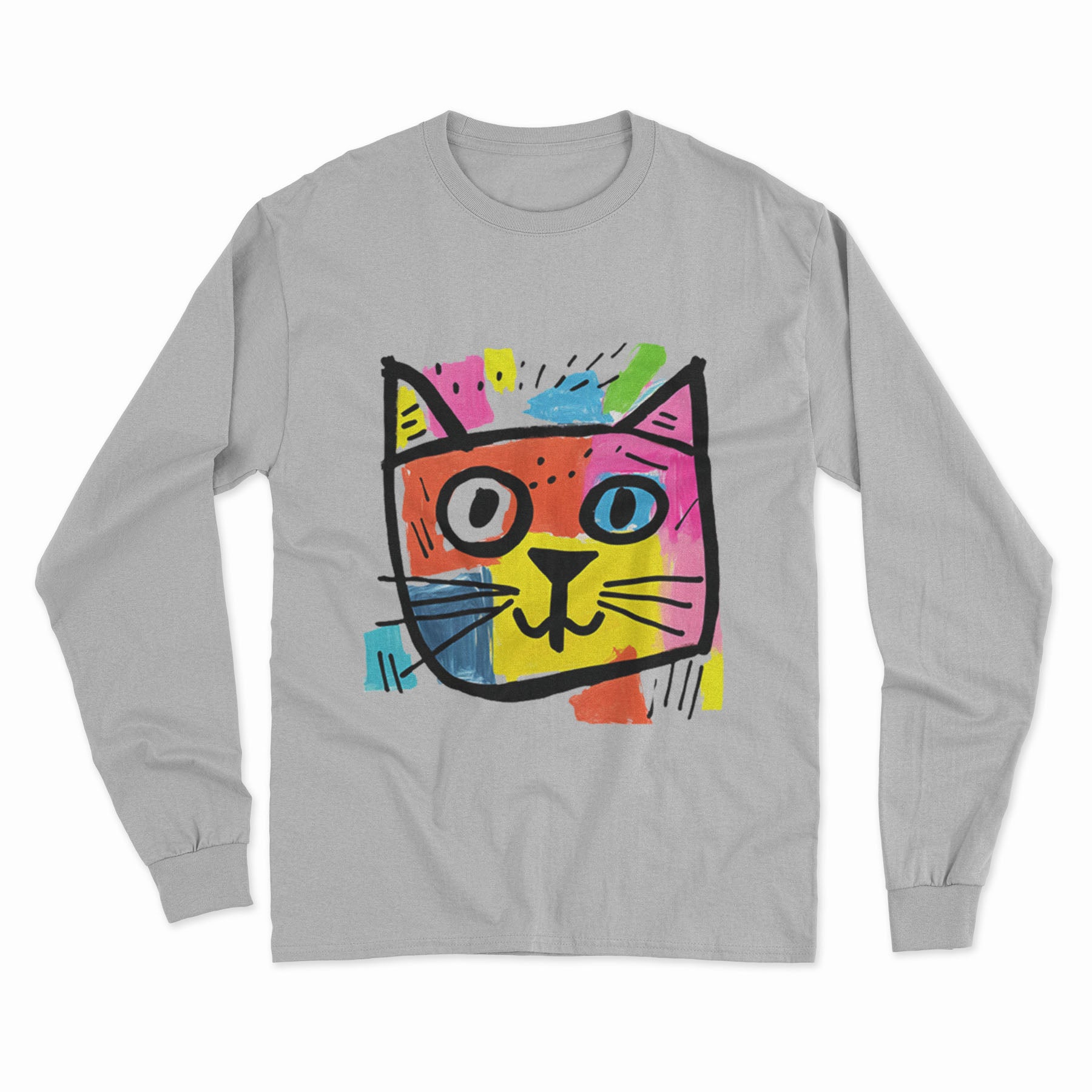 Minimalist Cat Print Long Sleeve Tee – Effortless Style for Any Casual Look