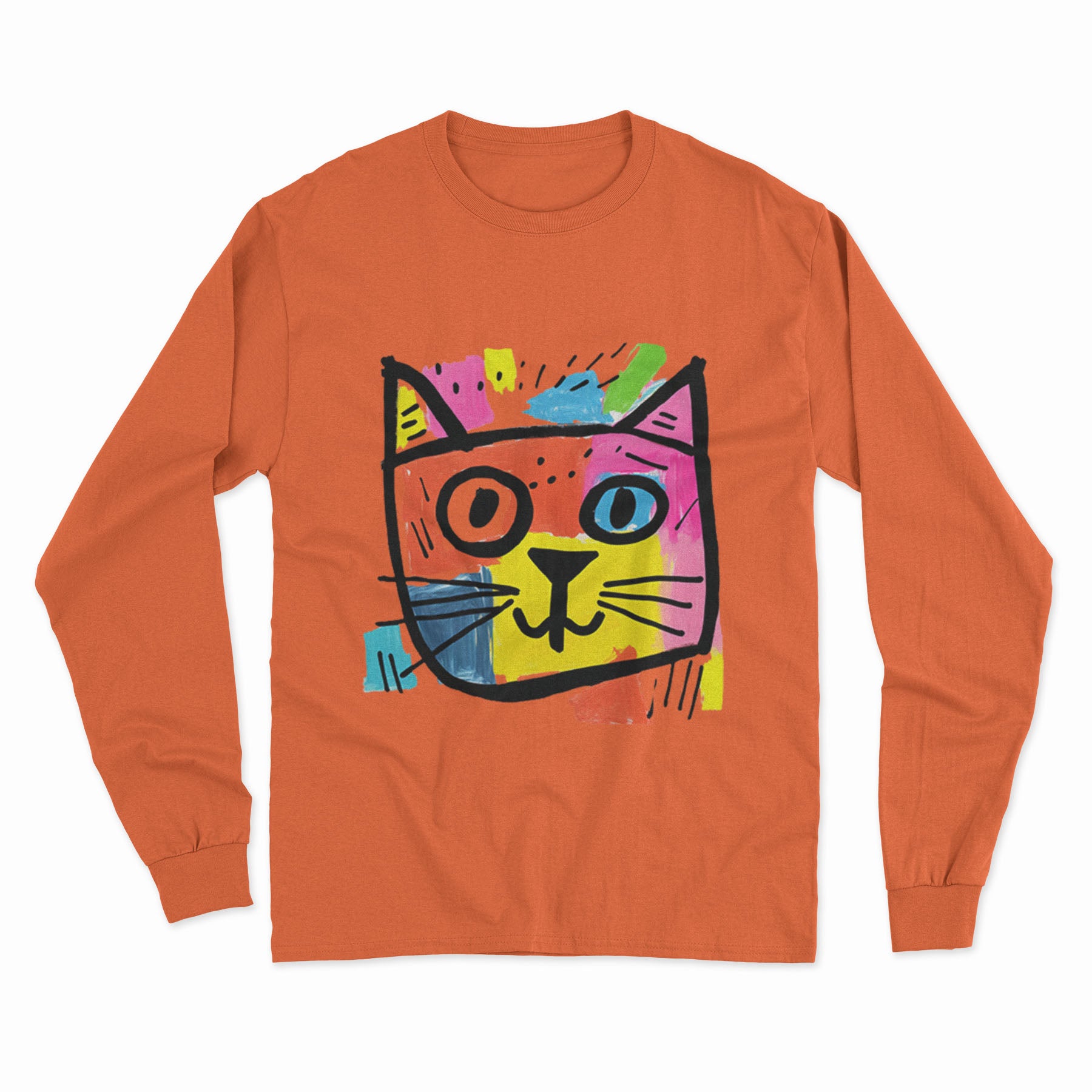 Minimalist Cat Print Long Sleeve Tee – Effortless Style for Any Casual Look