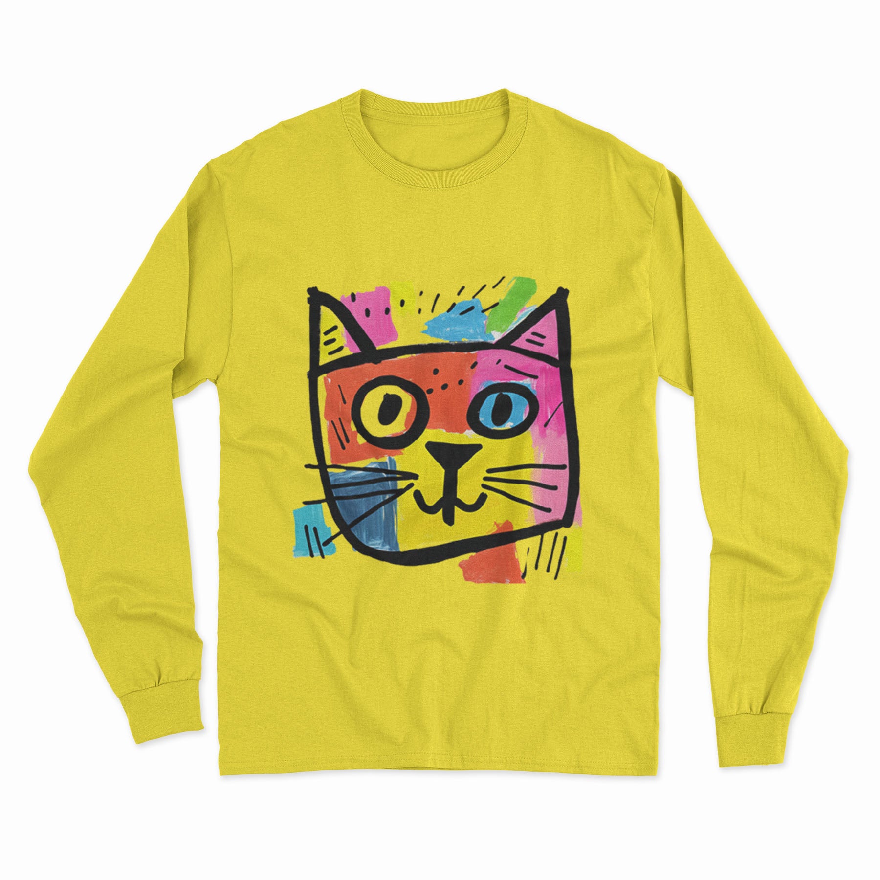 Minimalist Cat Print Long Sleeve Tee – Effortless Style for Any Casual Look