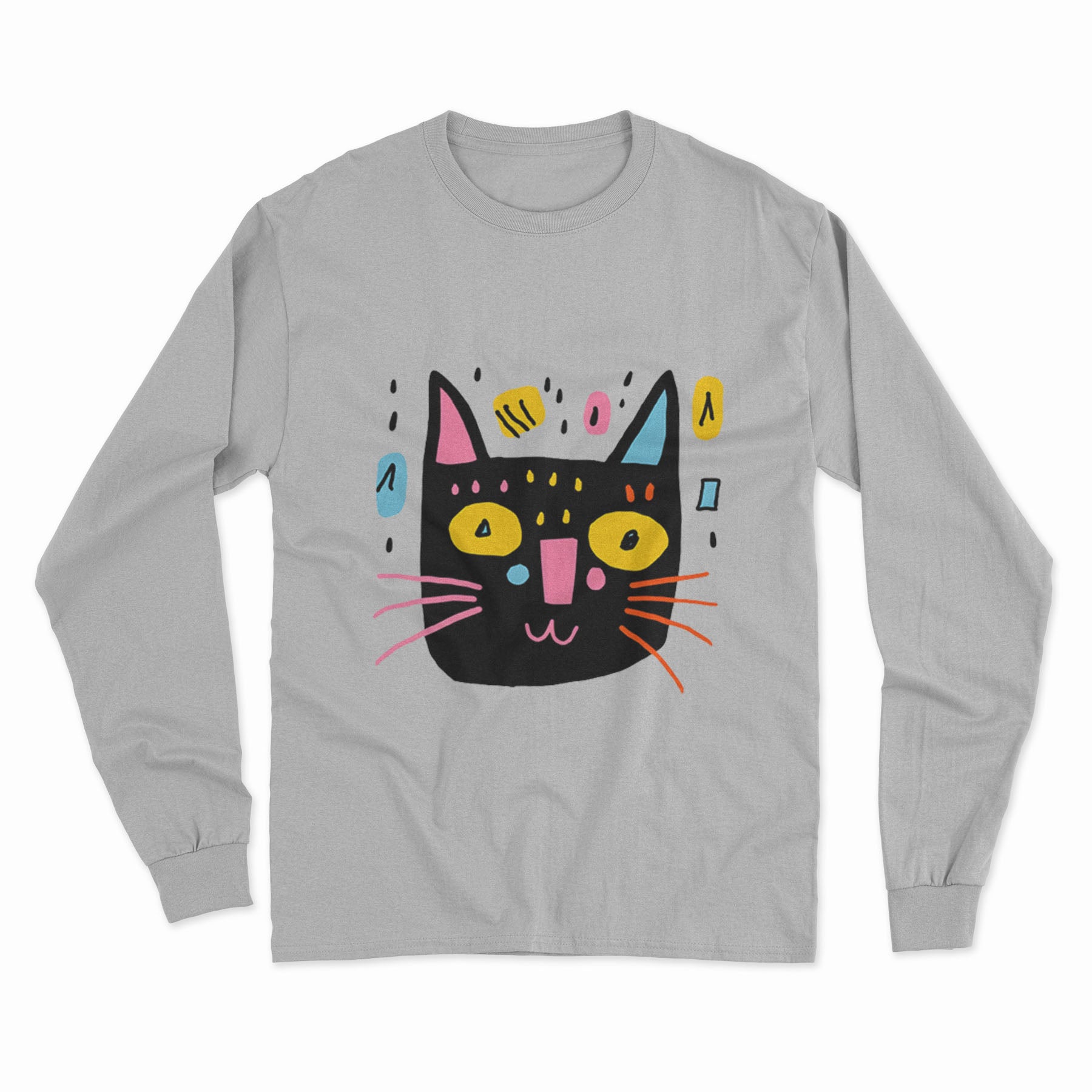 Cute & Quirky Cat Print Long Sleeve Tee – Must-Have for Every Cat Enthusiast