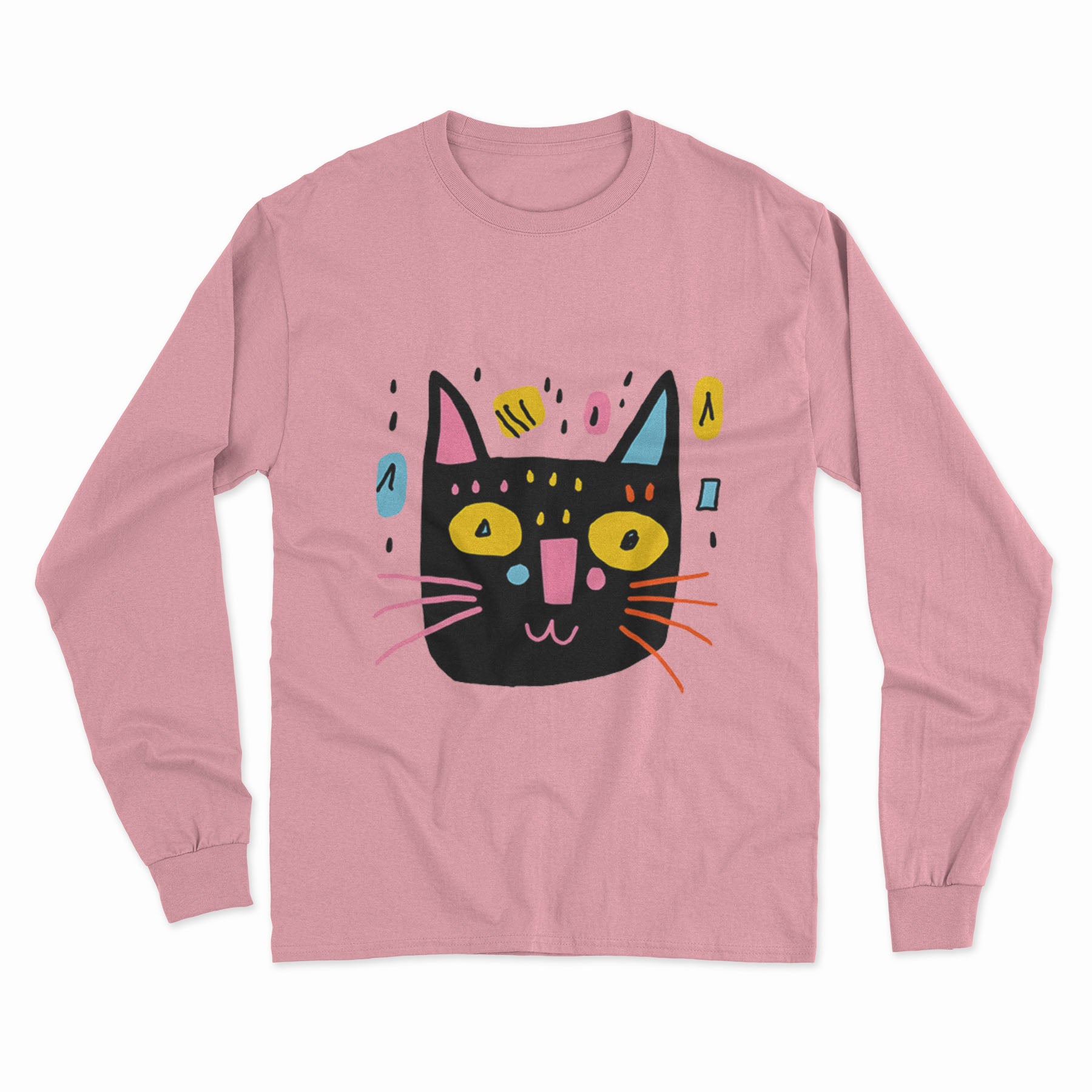 Cute & Quirky Cat Print Long Sleeve Tee – Must-Have for Every Cat Enthusiast