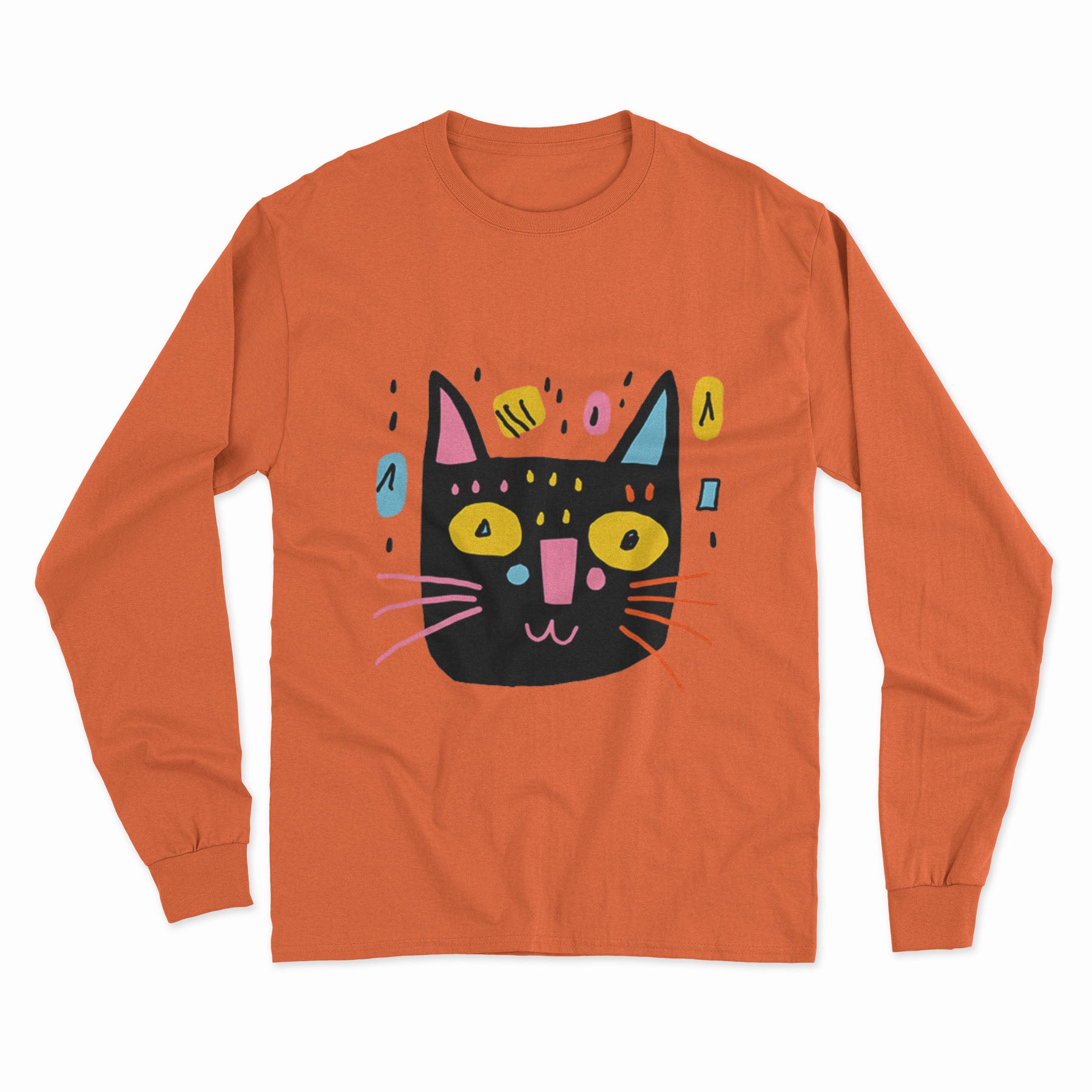 Cute & Quirky Cat Print Long Sleeve Tee – Must-Have for Every Cat Enthusiast