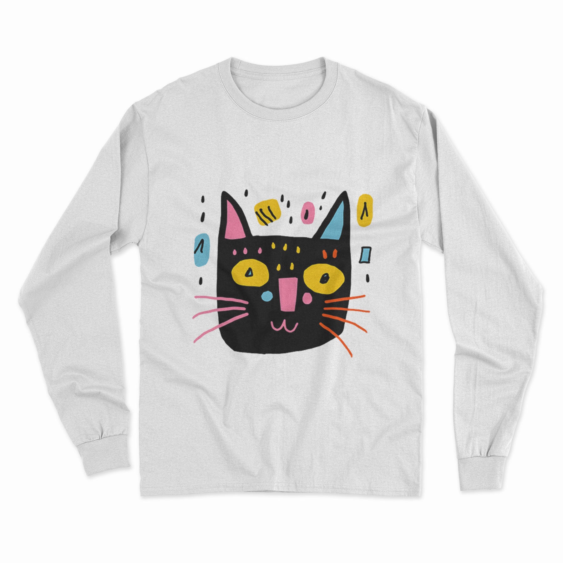 Cute & Quirky Cat Print Long Sleeve Tee – Must-Have for Every Cat Enthusiast
