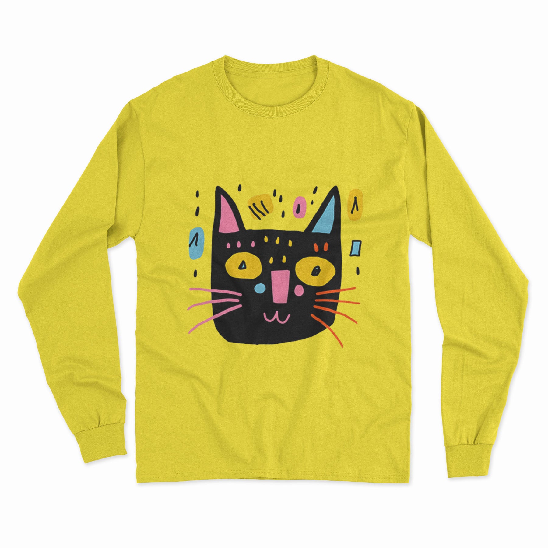 Cute & Quirky Cat Print Long Sleeve Tee – Must-Have for Every Cat Enthusiast