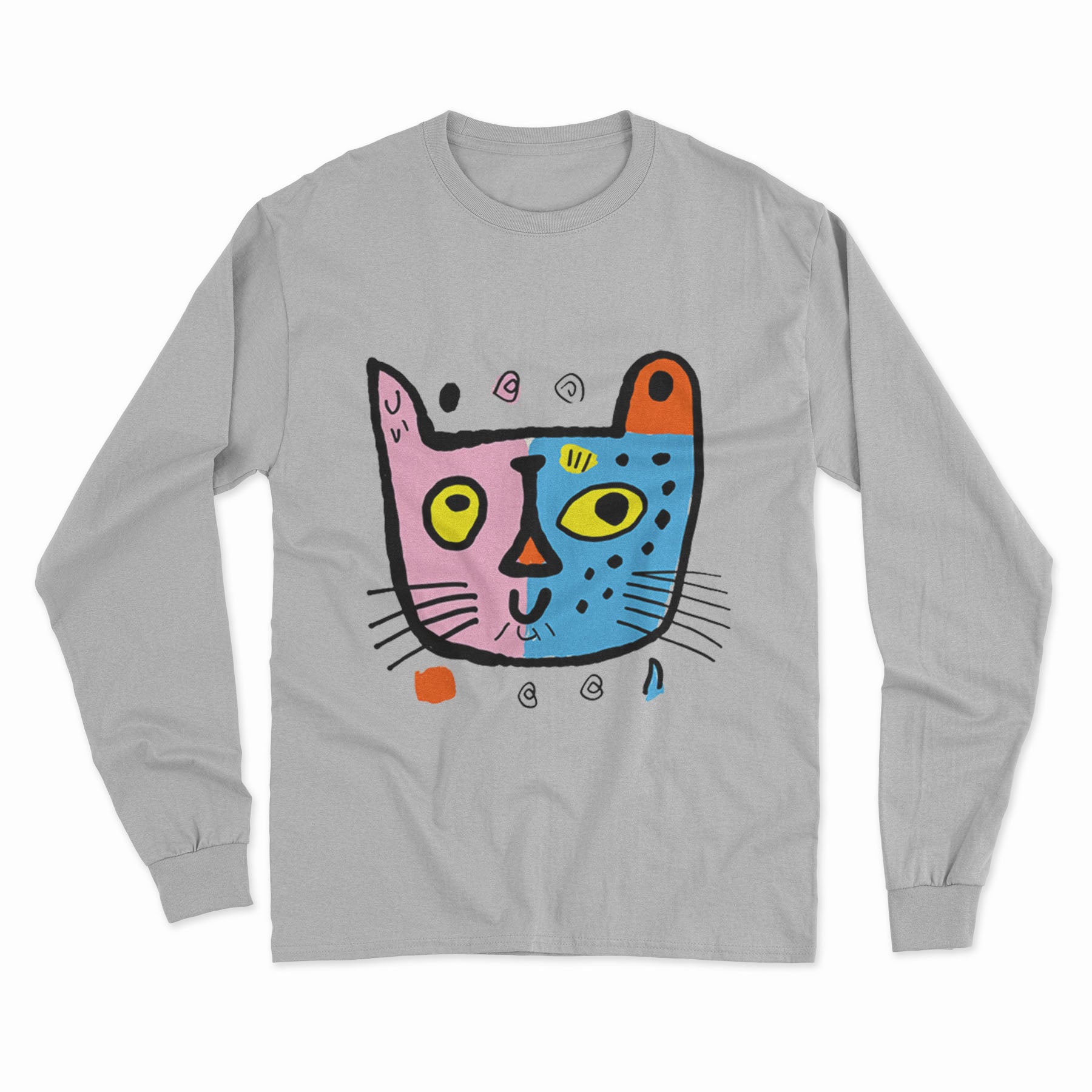 Trendy Cat Graphic Long Sleeve T-Shirt – Cozy & Stylish for Everyday Cat Lovers