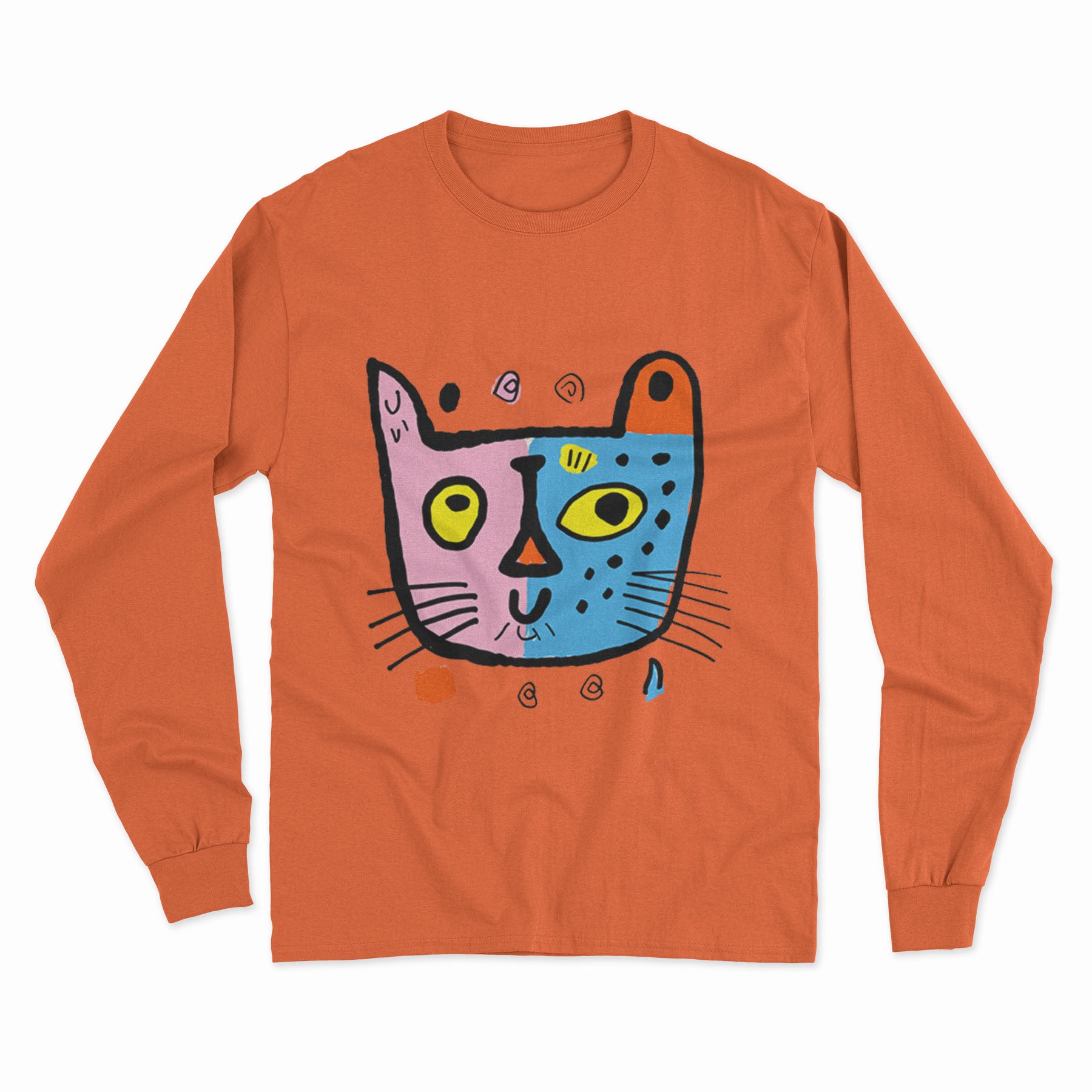 Trendy Cat Graphic Long Sleeve T-Shirt – Cozy & Stylish for Everyday Cat Lovers