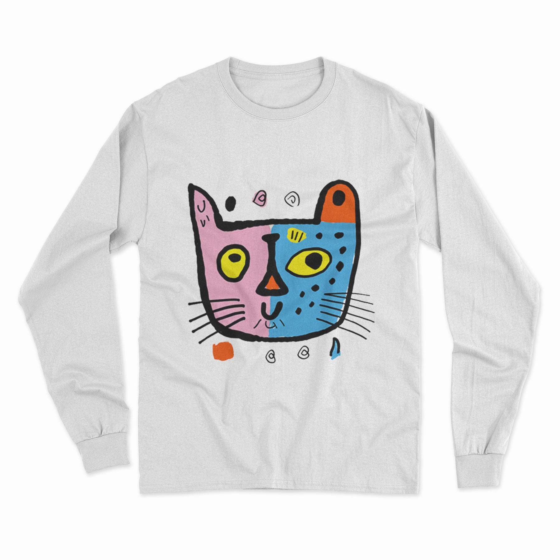 Trendy Cat Graphic Long Sleeve T-Shirt – Cozy & Stylish for Everyday Cat Lovers