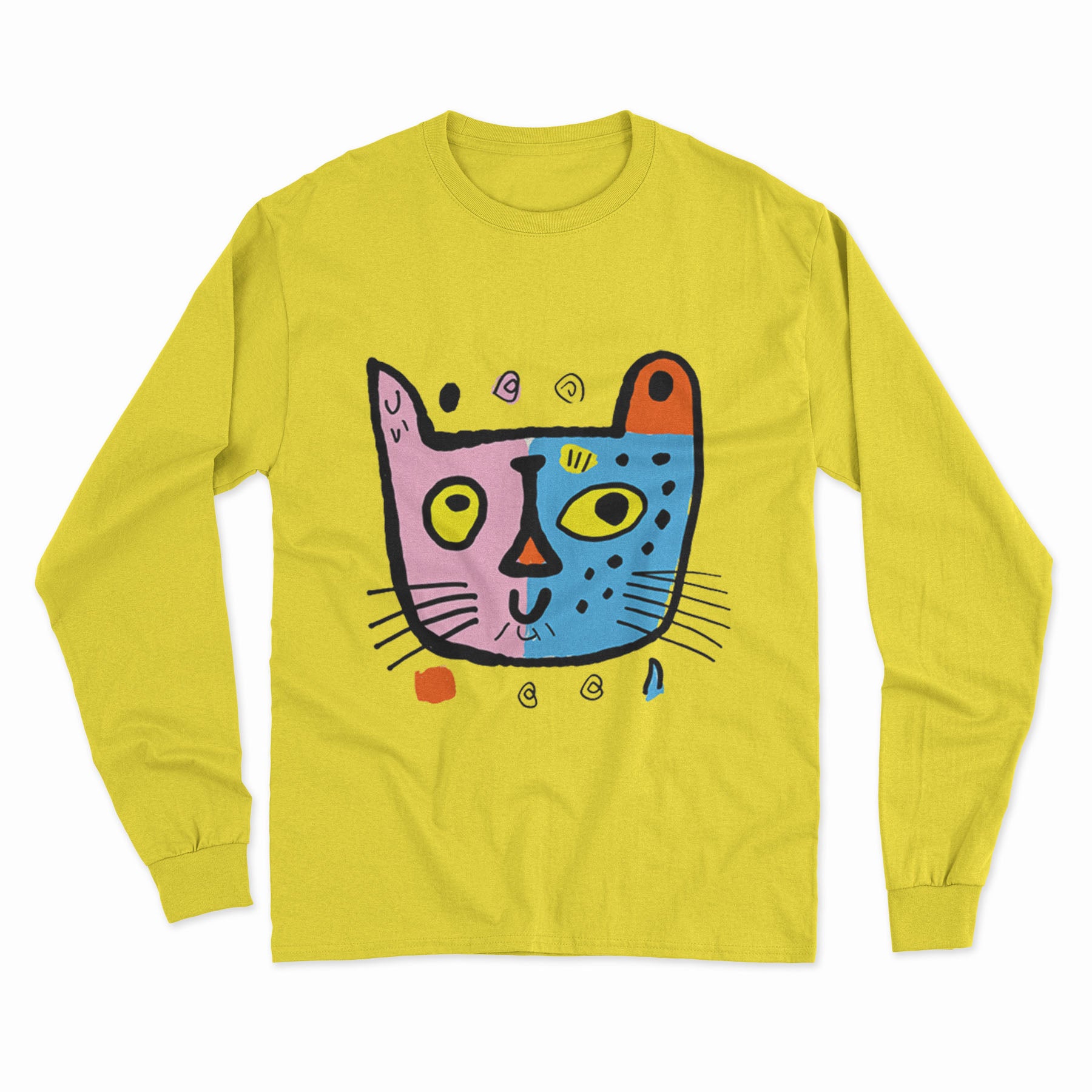 Trendy Cat Graphic Long Sleeve T-Shirt – Cozy & Stylish for Everyday Cat Lovers