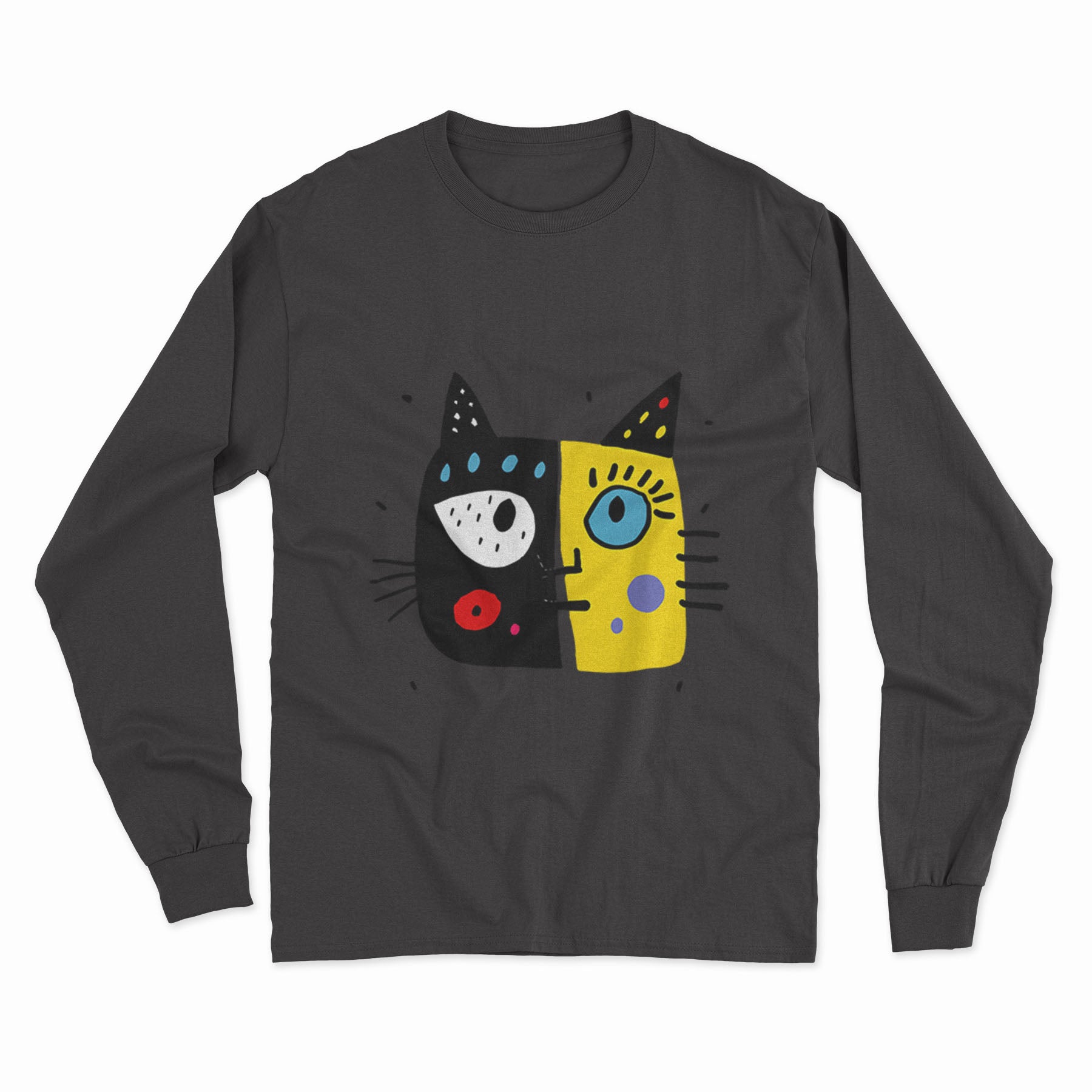 FunkyKolors Cat Lover’s Long Sleeve T-Shirt – A Purr-fect Choice for Any Cat Parent