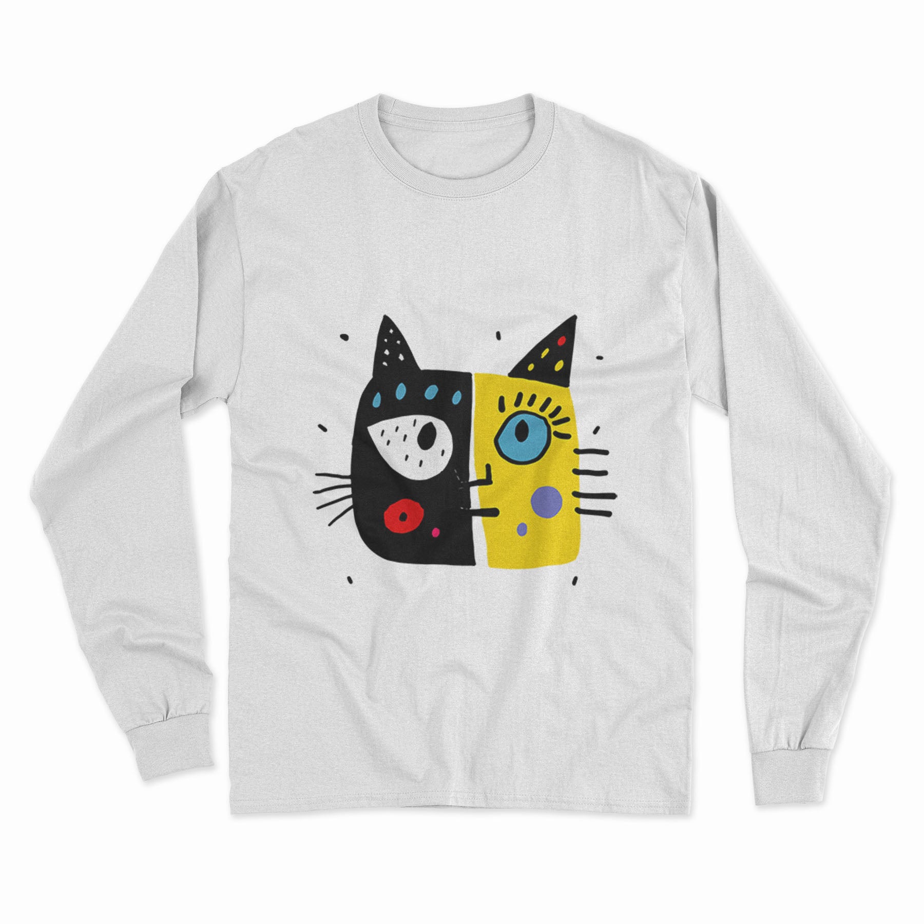 FunkyKolors Cat Lover’s Long Sleeve T-Shirt – A Purr-fect Choice for Any Cat Parent