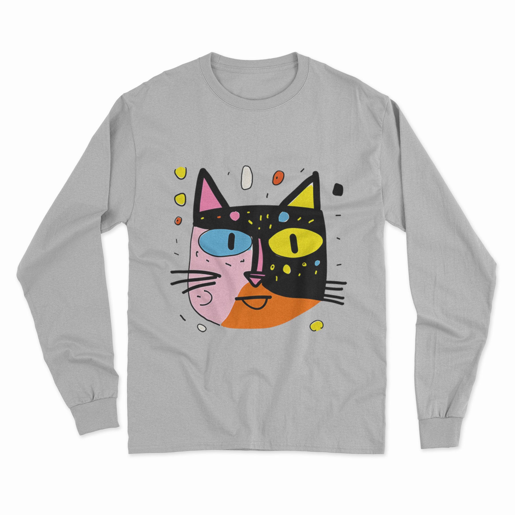 Psychedelic Cat Long Sleeve T-Shirt – The Perfect Gift for Cat Moms & Animal Lovers