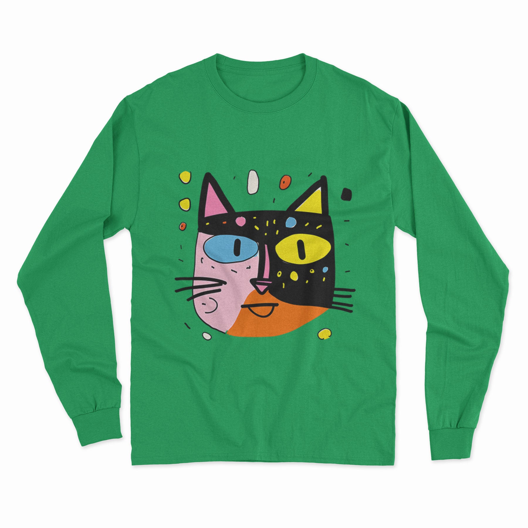 Psychedelic Cat Long Sleeve T-Shirt – The Perfect Gift for Cat Moms & Animal Lovers