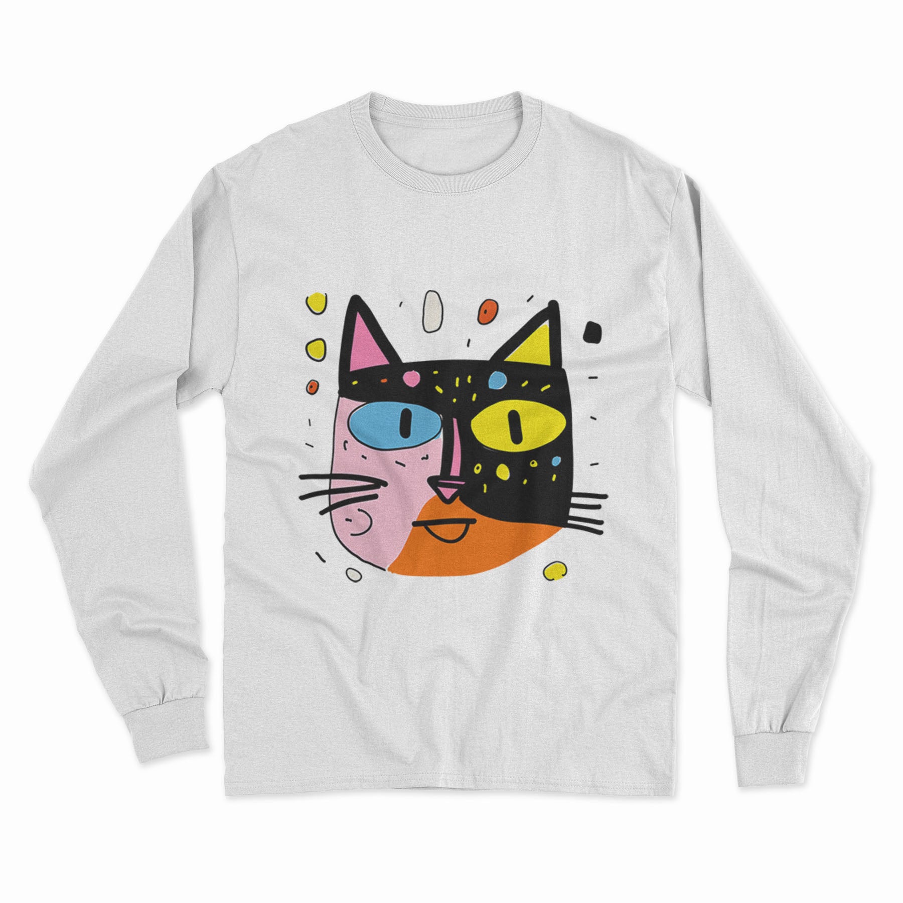 Psychedelic Cat Long Sleeve T-Shirt – The Perfect Gift for Cat Moms & Animal Lovers