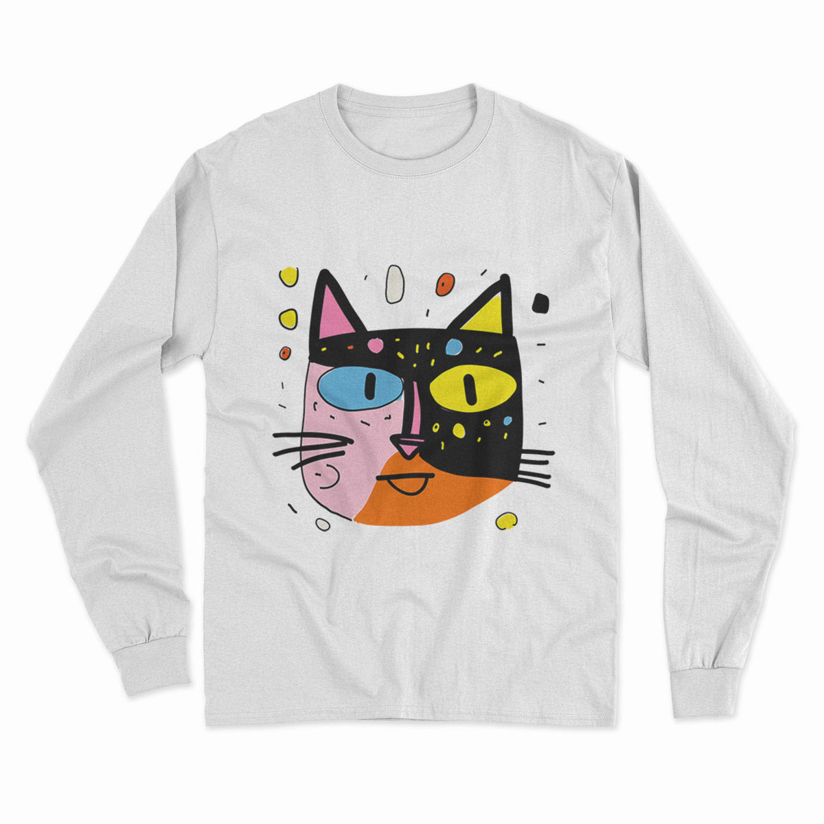Psychedelic Cat Long Sleeve T-Shirt – The Perfect Gift for Cat Moms & Animal Lovers