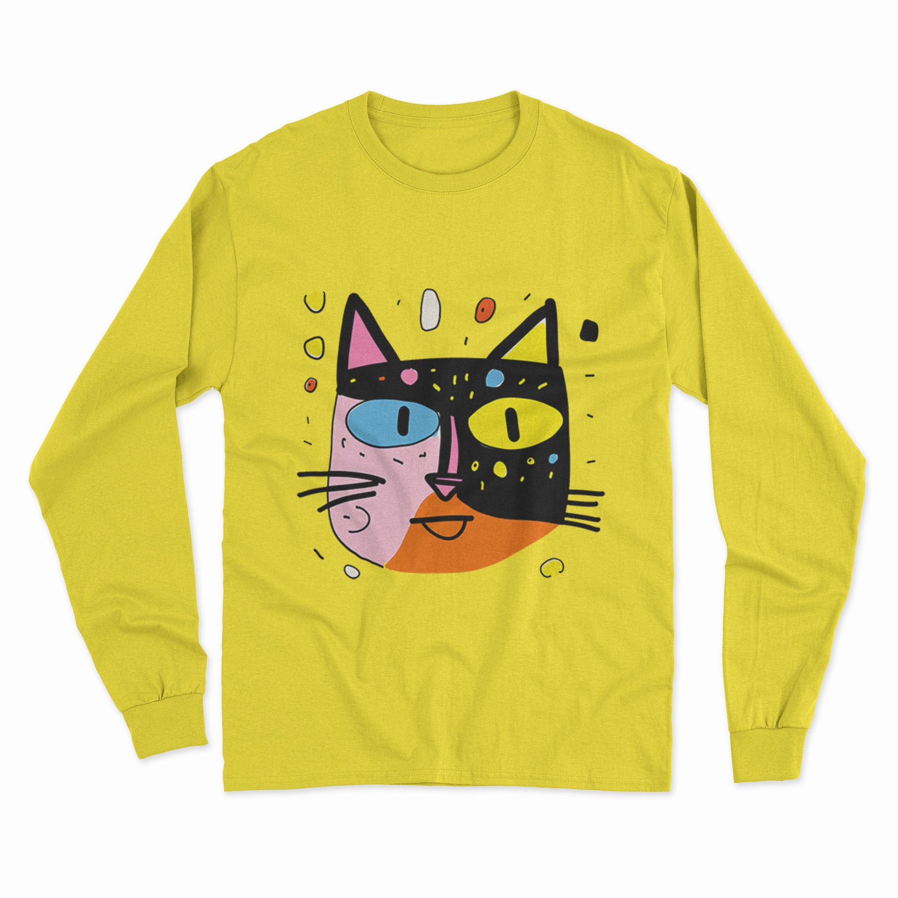 Psychedelic Cat Long Sleeve T-Shirt – The Perfect Gift for Cat Moms & Animal Lovers