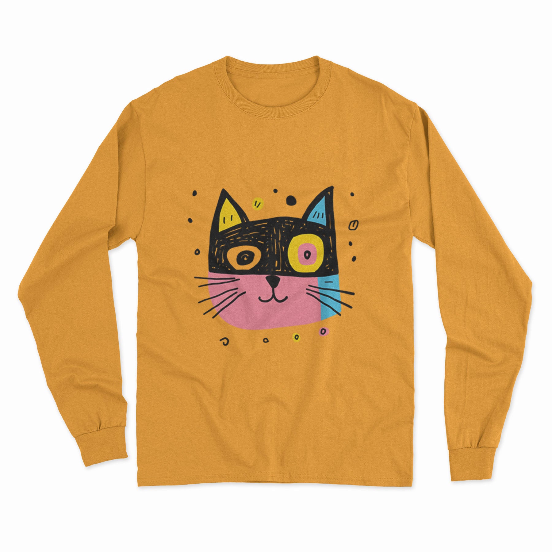 Abstract Cat Art Long Sleeve Tee – Fun & Playful Design for True Cat People