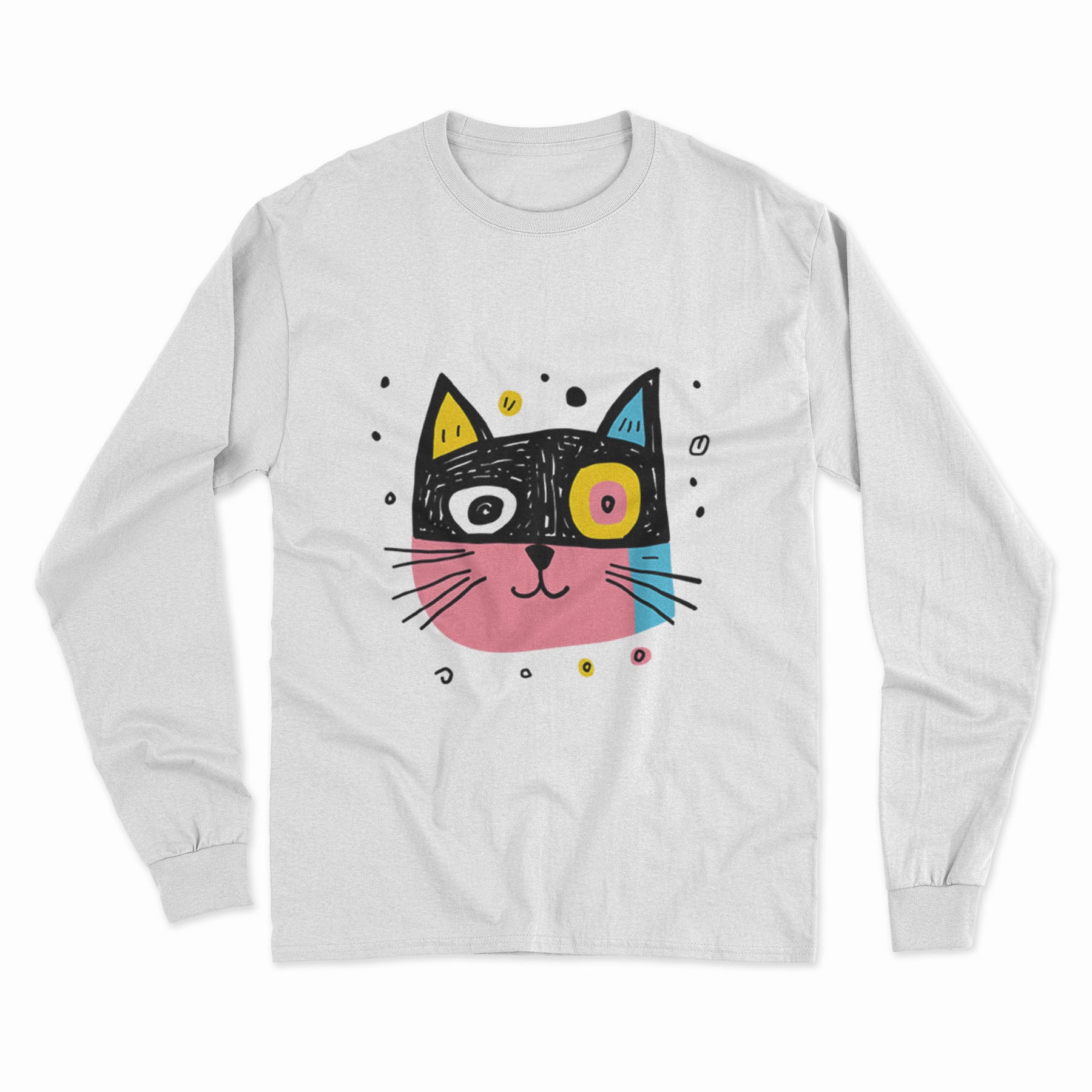 Abstract Cat Art Long Sleeve Tee – Fun & Playful Design for True Cat People