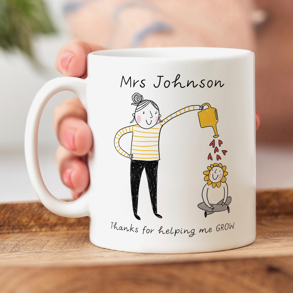 Personalised teacher thank you for helping me grow mug set, Teacher Mug, school gift, teacher thanks,Best Teacher Mug, personalised gift