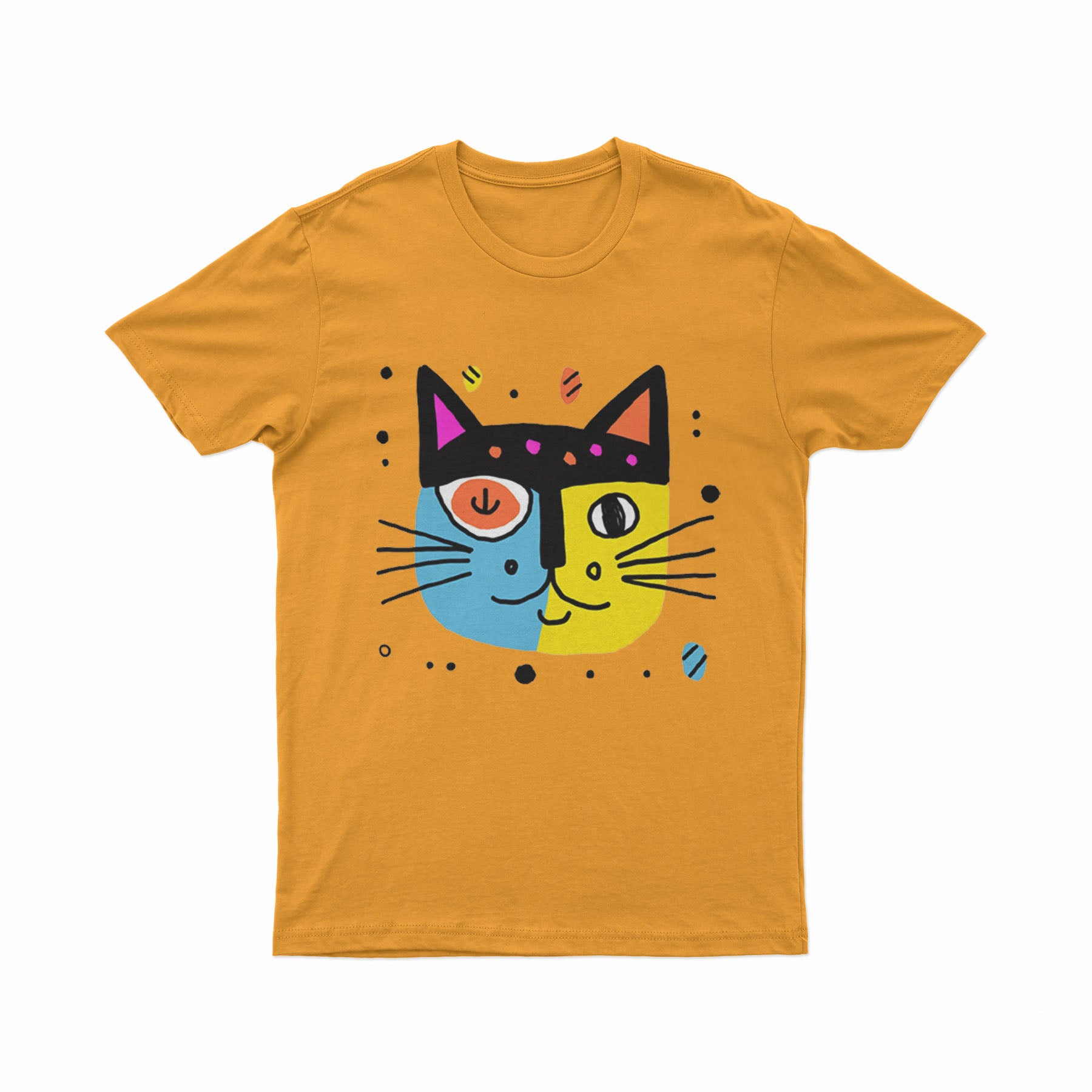 Unisex Colorful Cat Graphic Tee – Fun, Bright & Everyday Wear