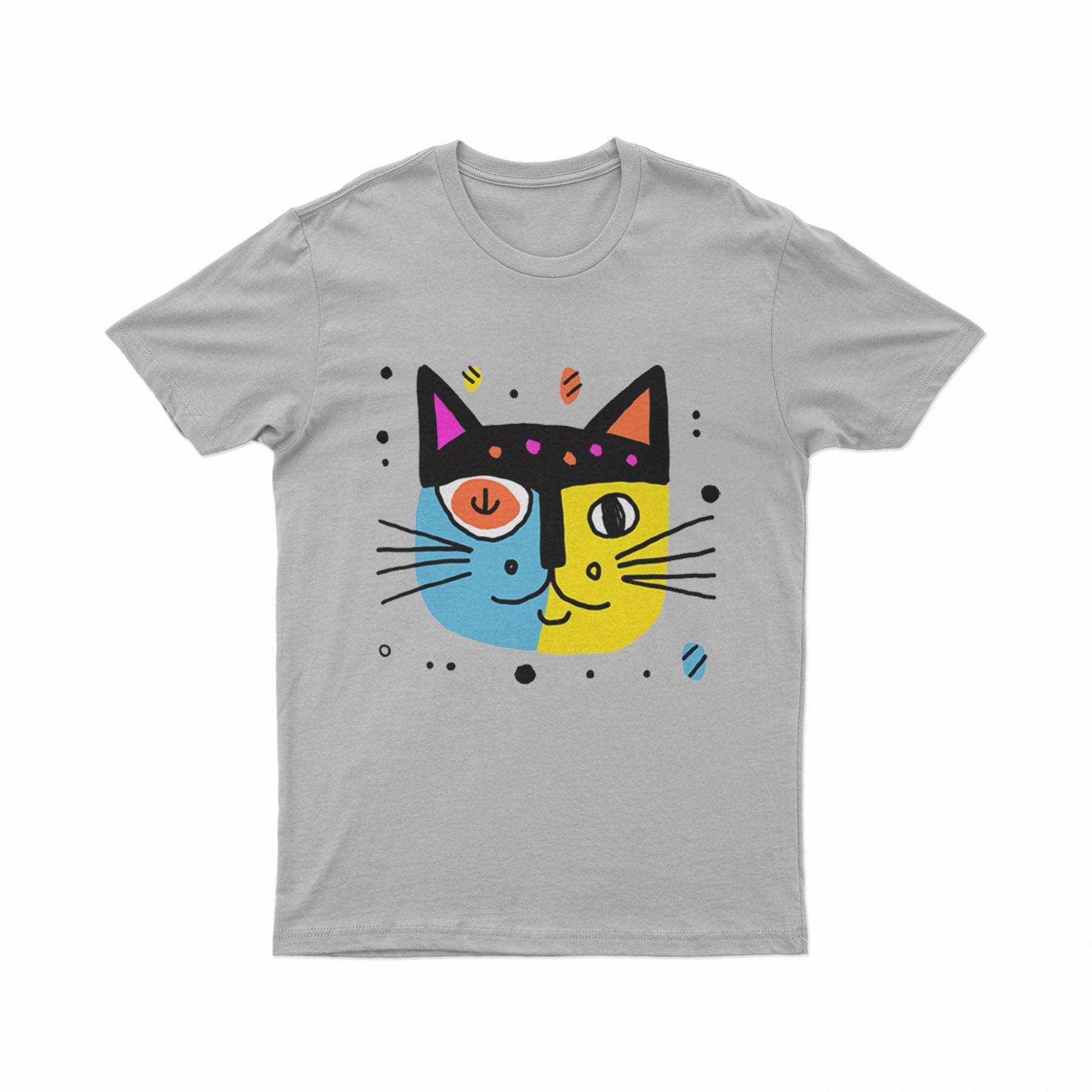 Unisex Colorful Cat Graphic Tee – Fun, Bright & Everyday Wear