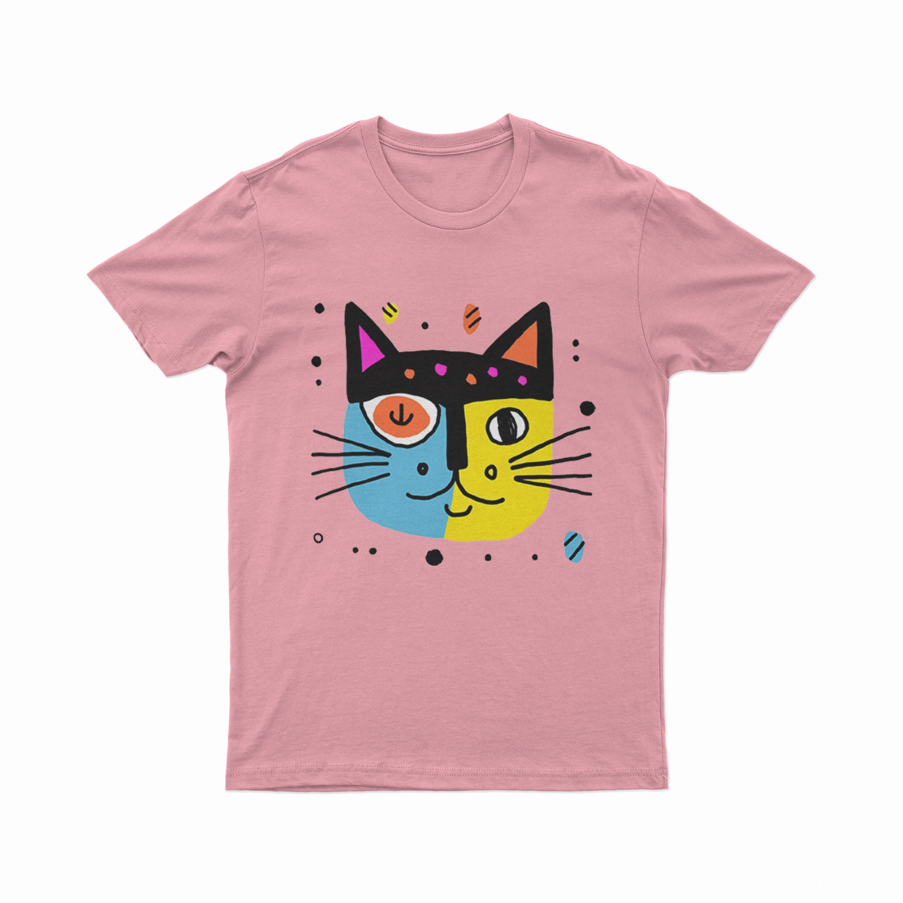 Unisex Colorful Cat Graphic Tee – Fun, Bright & Everyday Wear