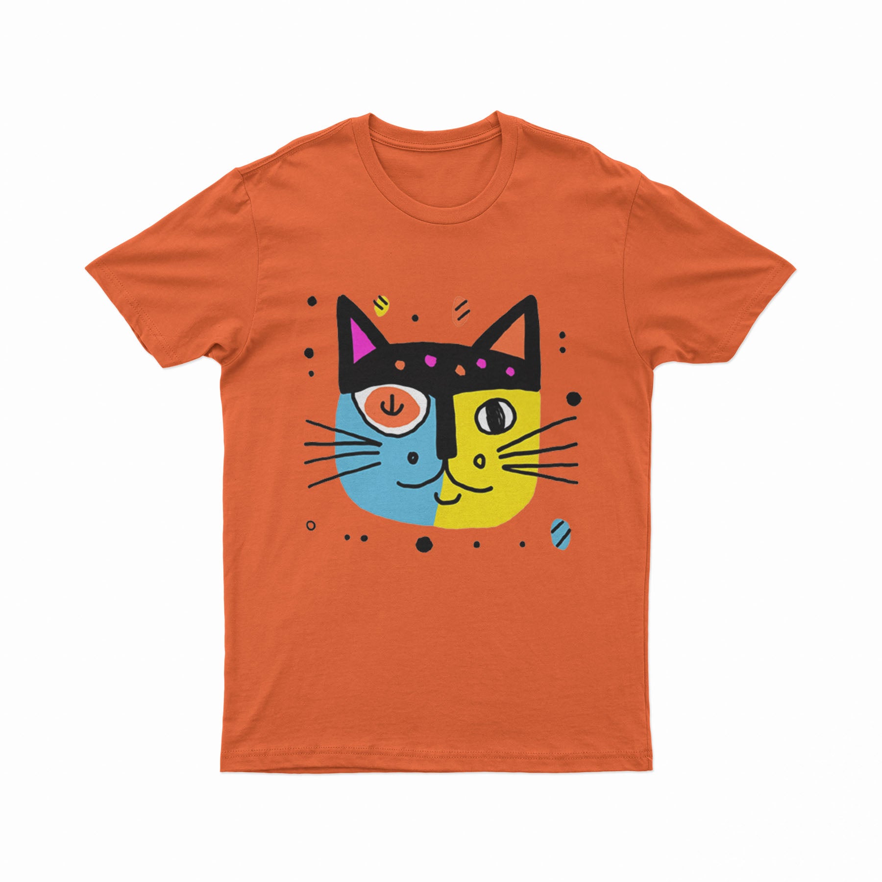 Unisex Colorful Cat Graphic Tee – Fun, Bright & Everyday Wear