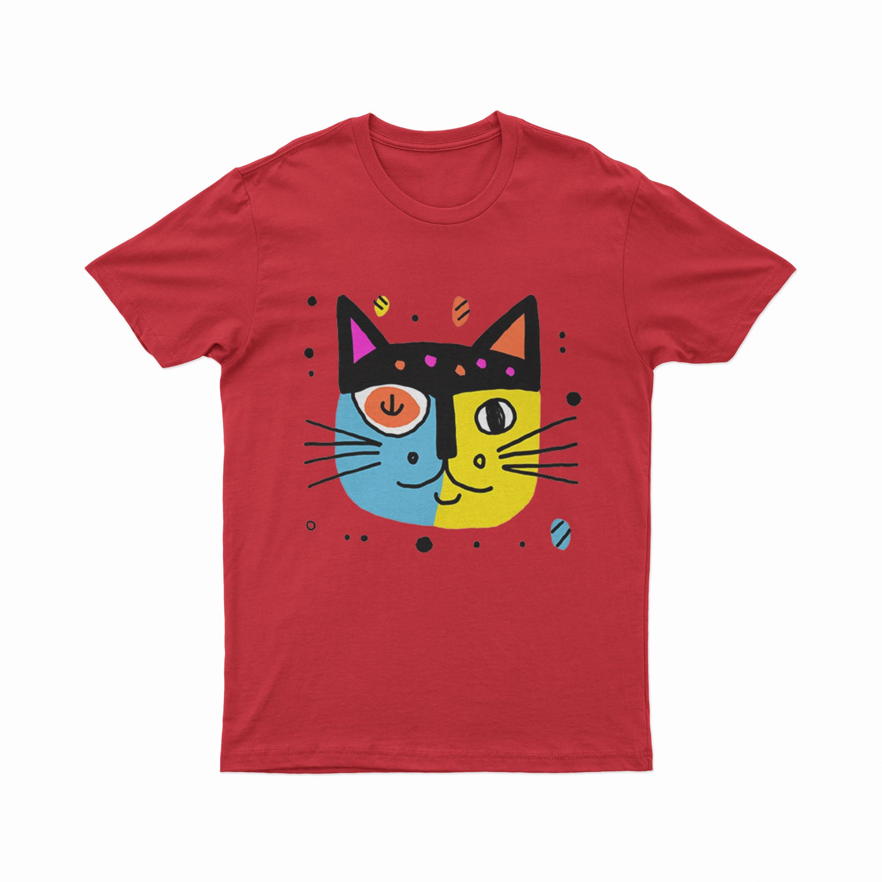 Unisex Colorful Cat Graphic Tee – Fun, Bright & Everyday Wear