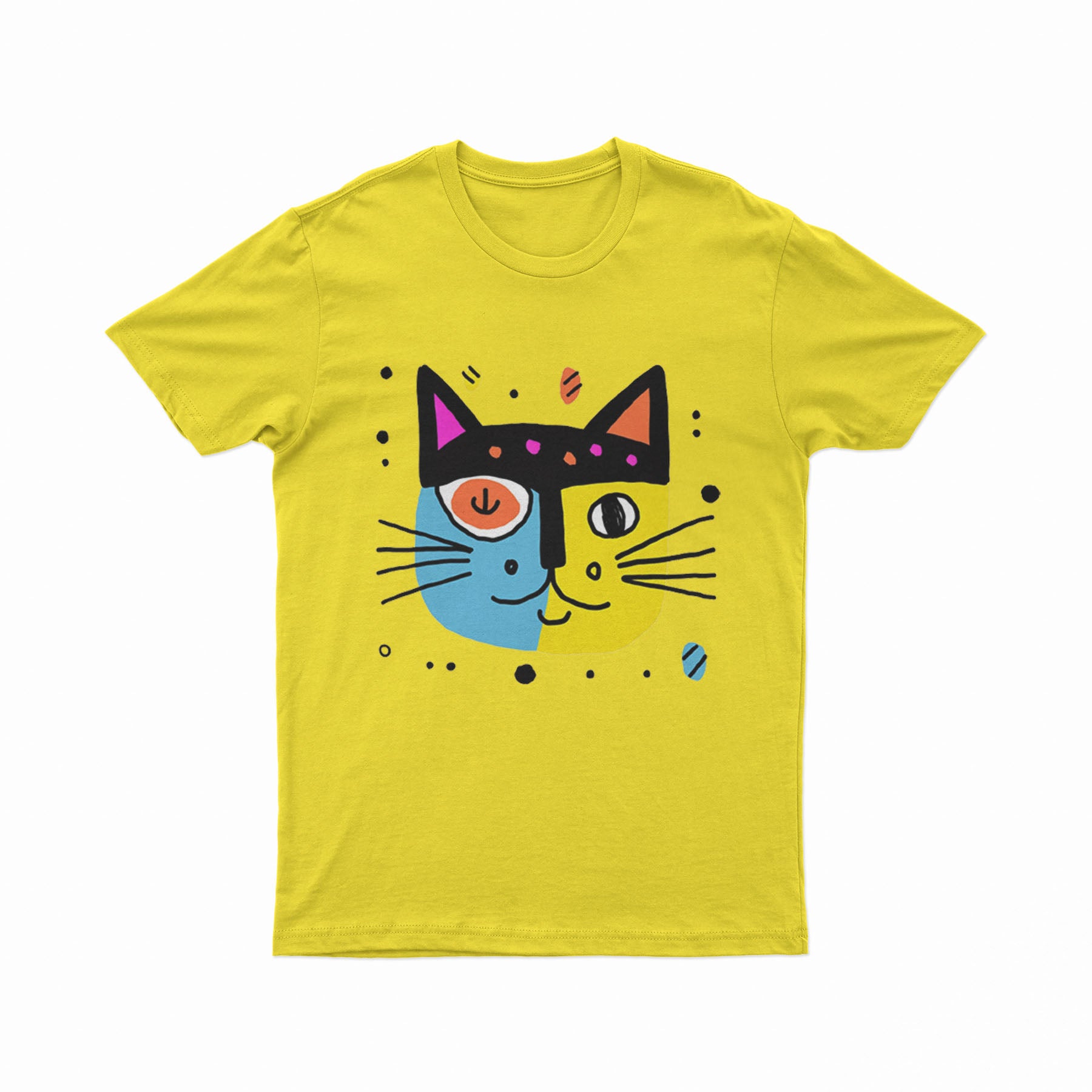 Unisex Colorful Cat Graphic Tee – Fun, Bright & Everyday Wear