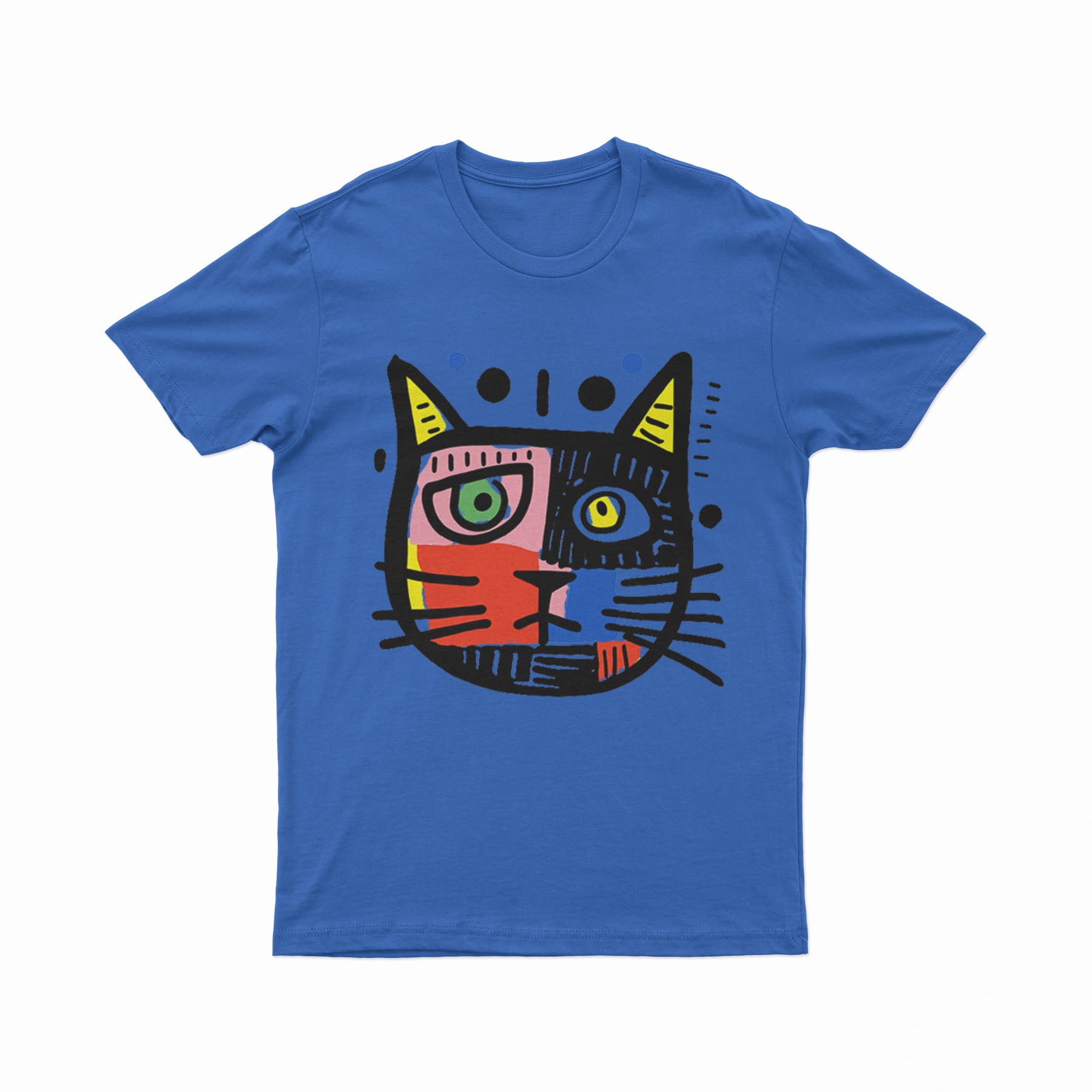 Vibrant Cat Portrait Tee – Unique Fashion for Animal & Art Lovers