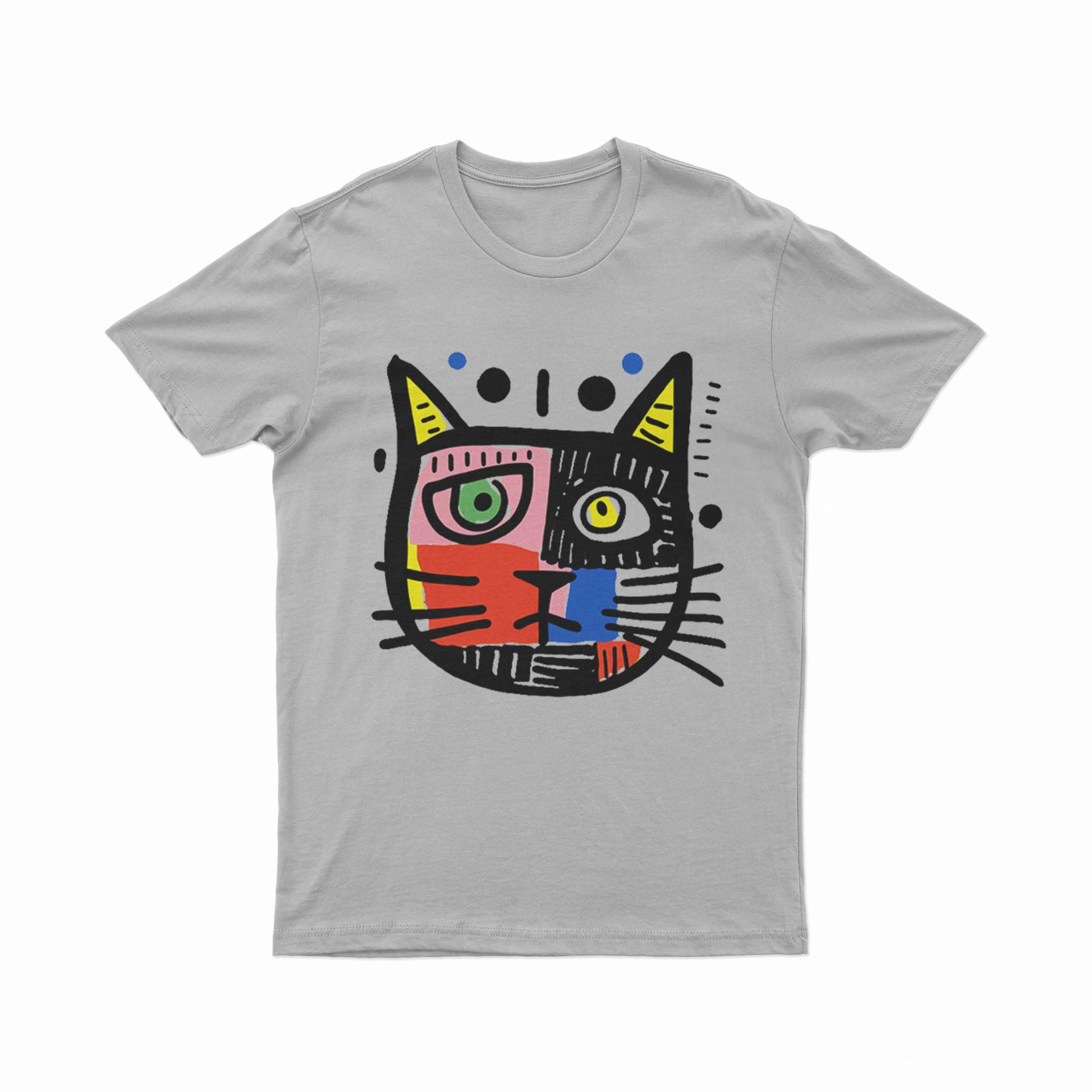 Vibrant Cat Portrait Tee – Unique Fashion for Animal & Art Lovers