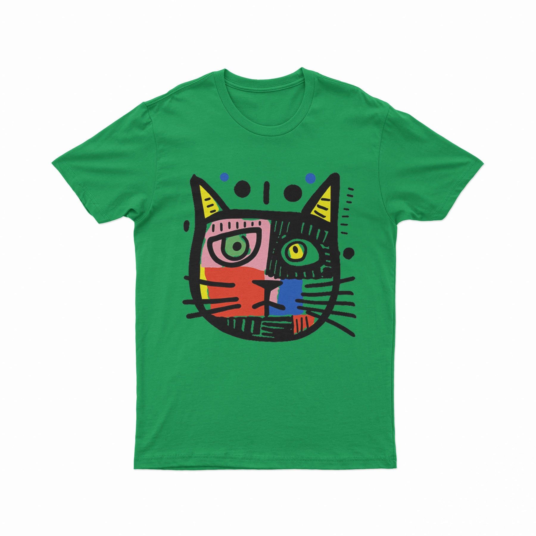 Vibrant Cat Portrait Tee – Unique Fashion for Animal & Art Lovers