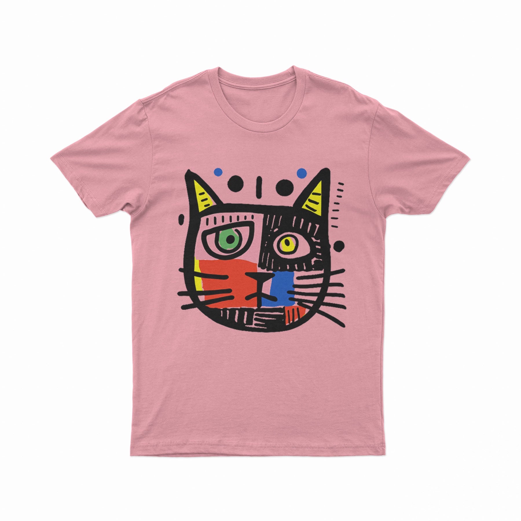 Vibrant Cat Portrait Tee – Unique Fashion for Animal & Art Lovers