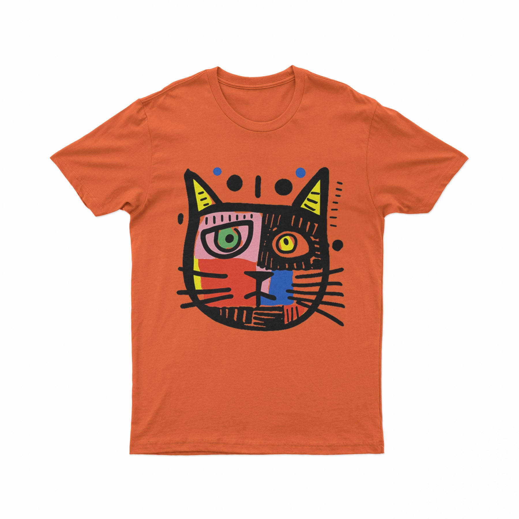 Vibrant Cat Portrait Tee – Unique Fashion for Animal & Art Lovers