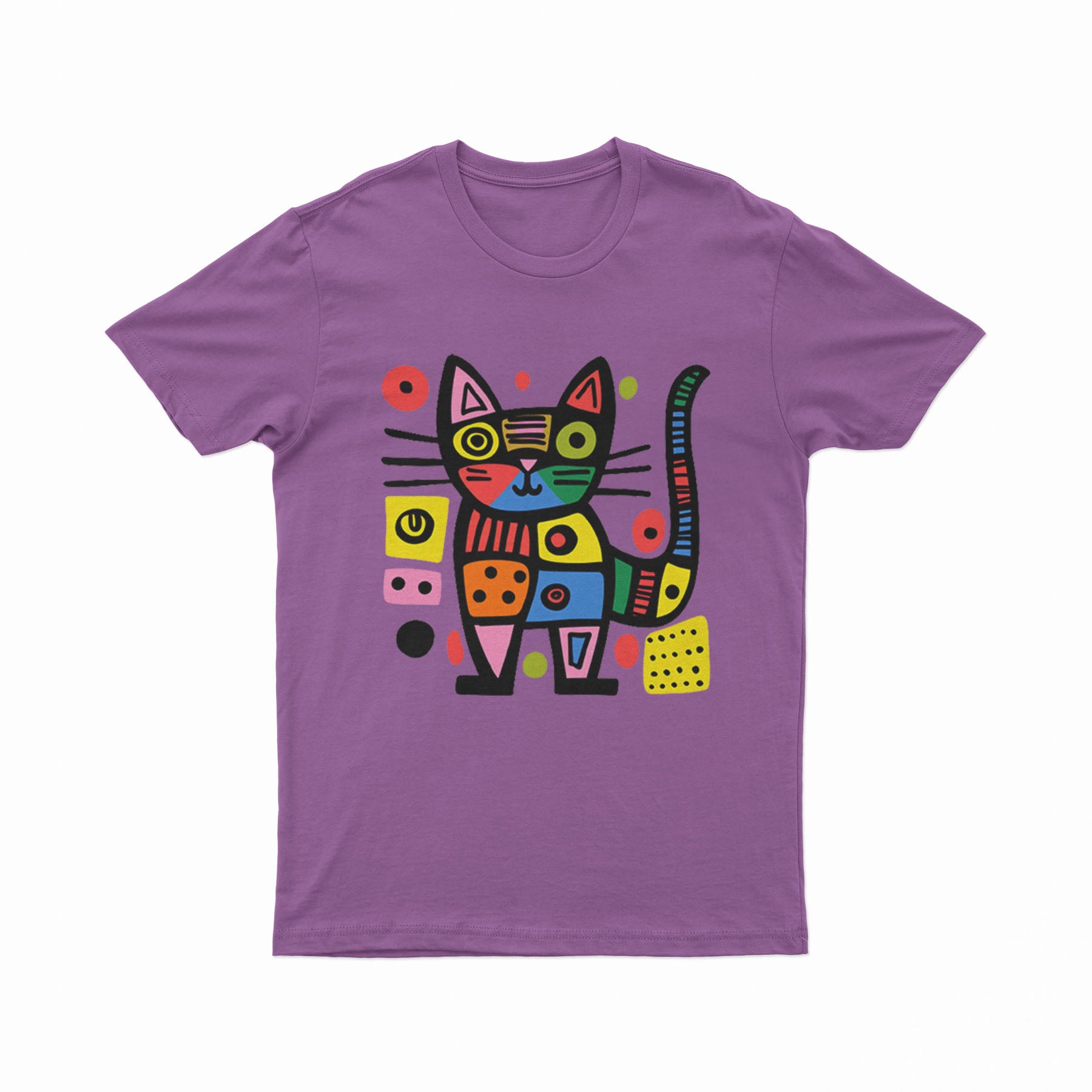FunkyKolors Cat Graphic T-Shirt – Color Splash & Creative Vibes