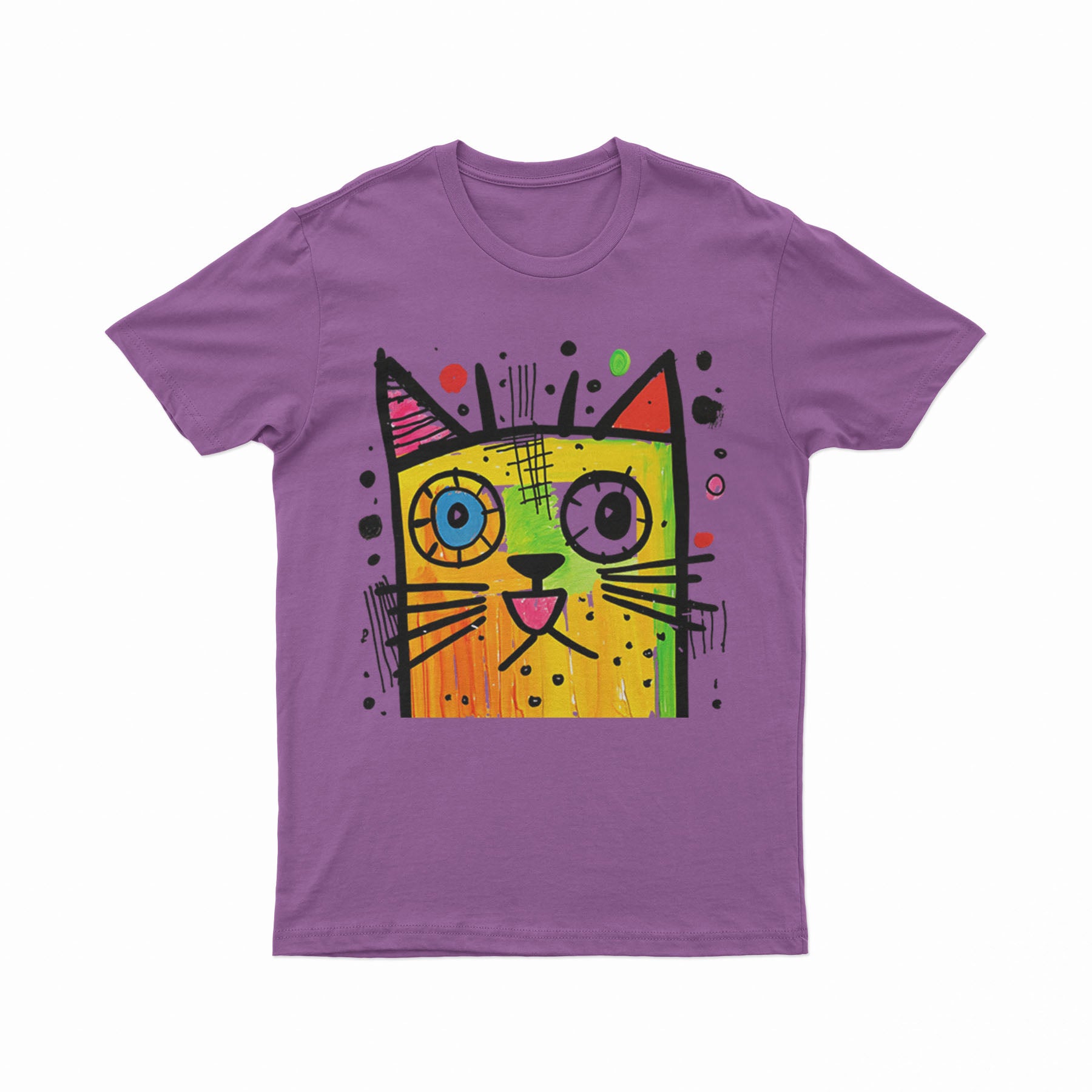 Abstract Neon Cat T-Shirt – Festival-Ready & Standout Streetwear