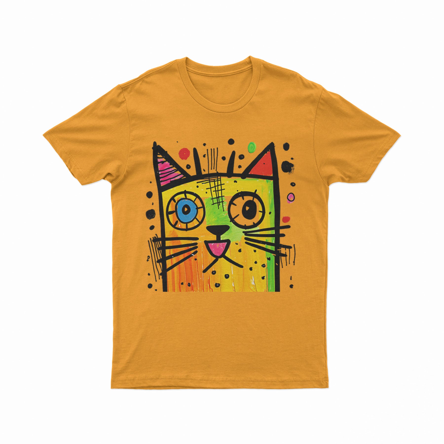 Abstract Neon Cat T-Shirt – Festival-Ready & Standout Streetwear