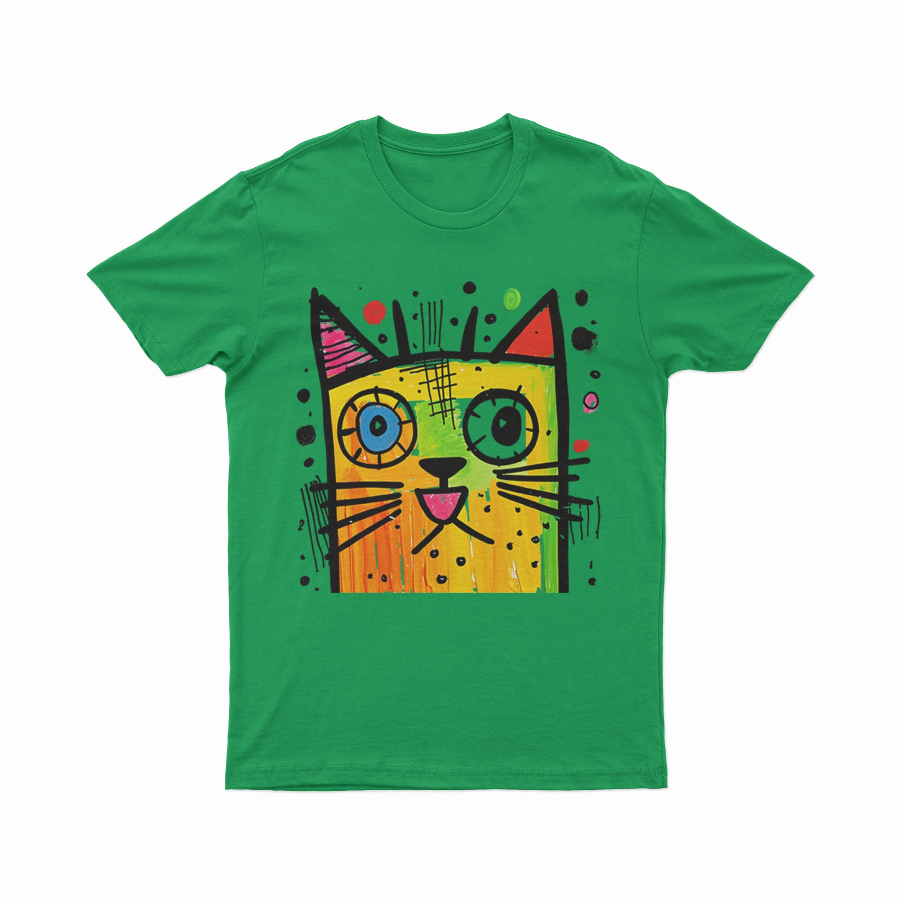 Abstract Neon Cat T-Shirt – Festival-Ready & Standout Streetwear