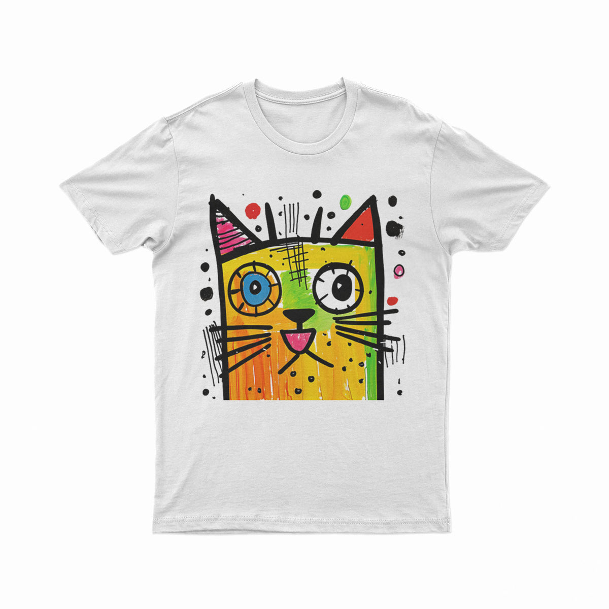 Abstract Neon Cat T-Shirt – Festival-Ready & Standout Streetwear