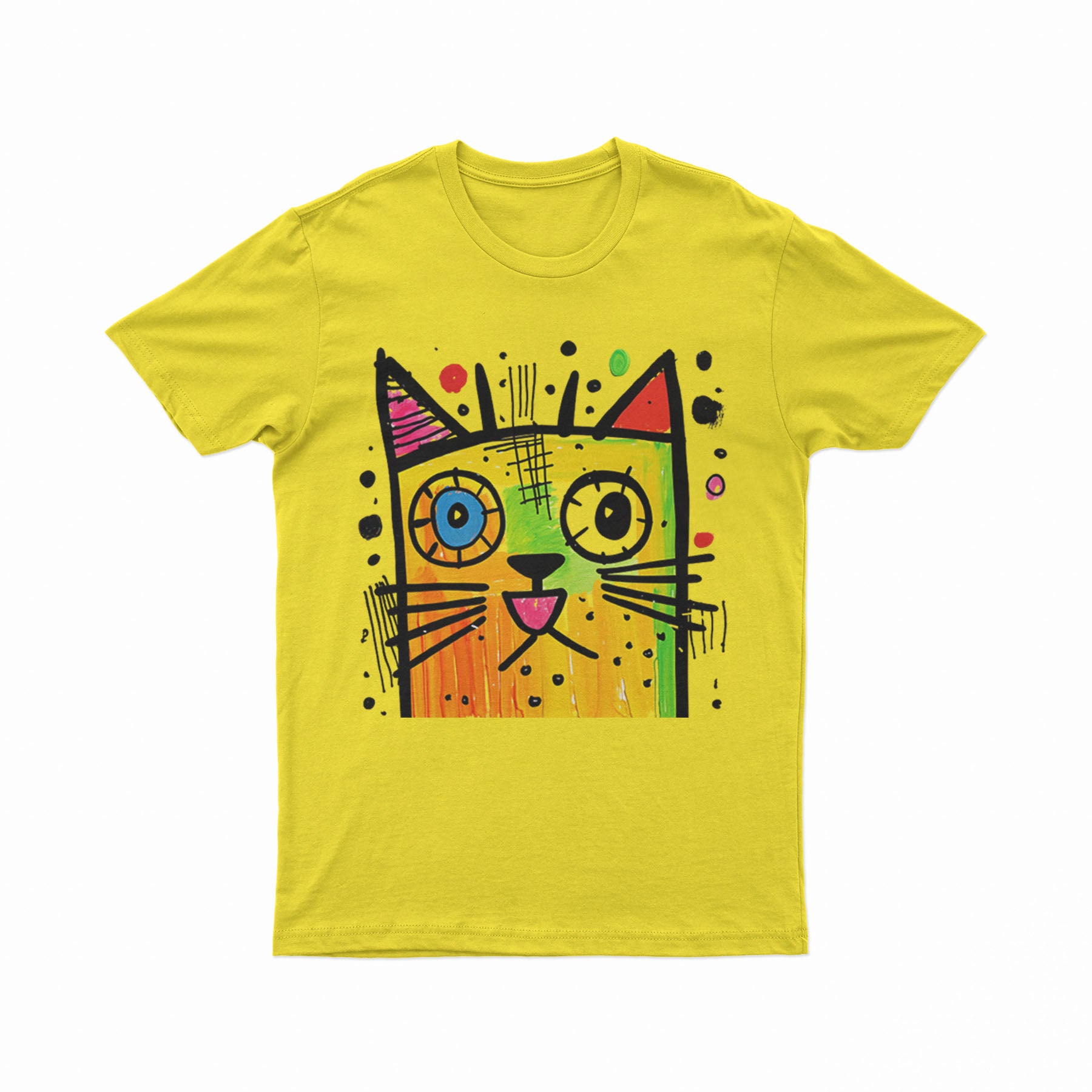 Abstract Neon Cat T-Shirt – Festival-Ready & Standout Streetwear