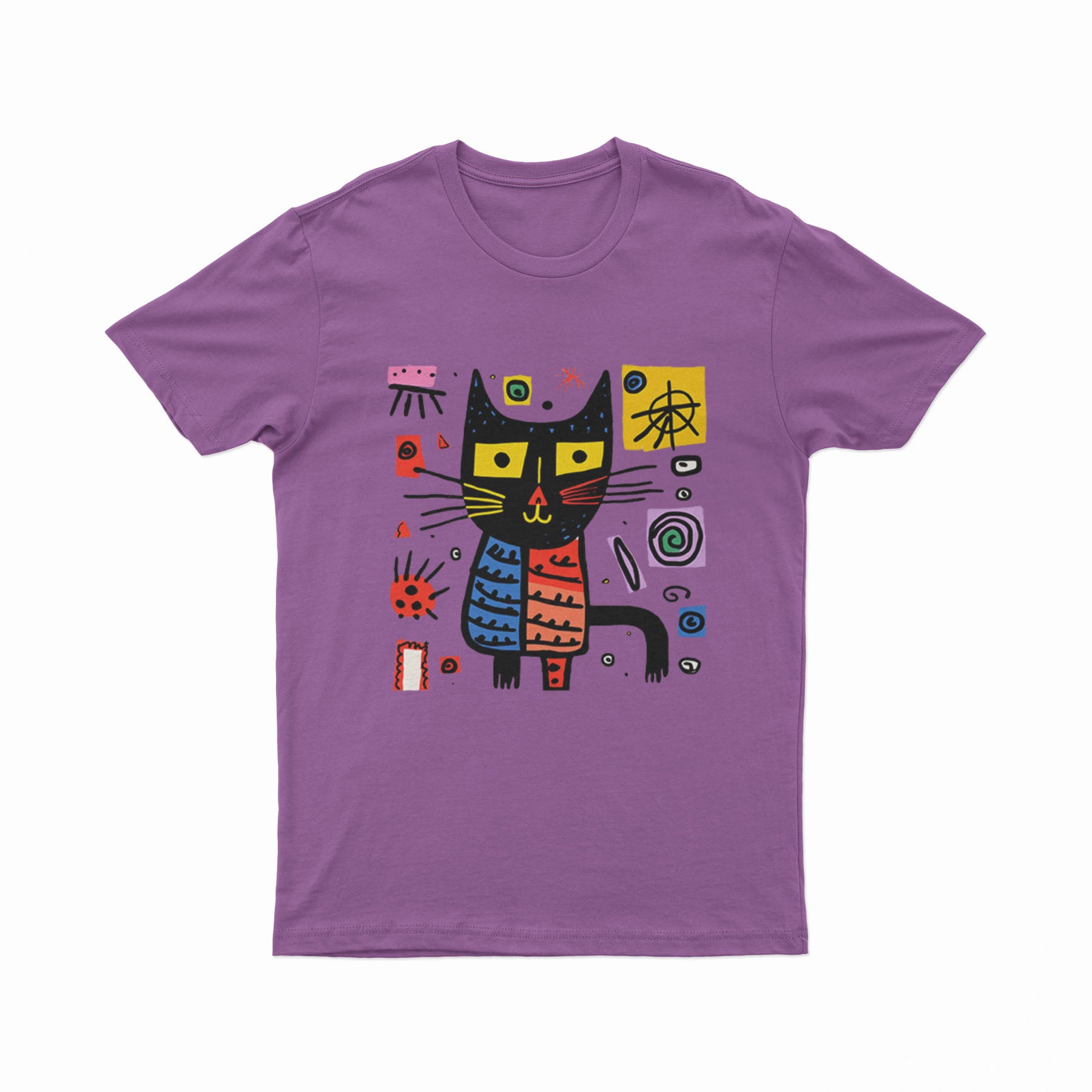 FunkyKolors Psychedelic Cat T-Shirt – Bold & Artistic Graphic Tee