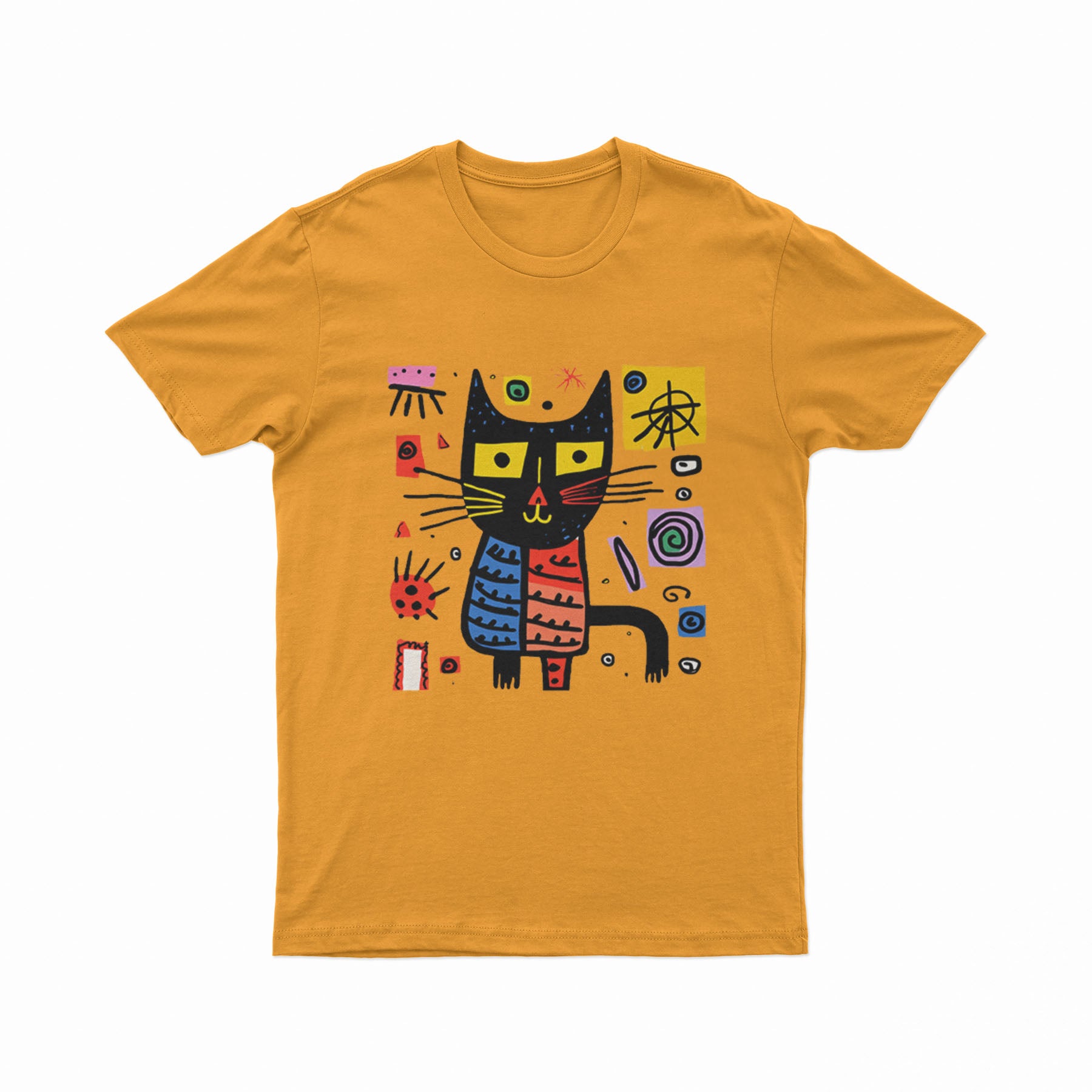 FunkyKolors Psychedelic Cat T-Shirt – Bold & Artistic Graphic Tee