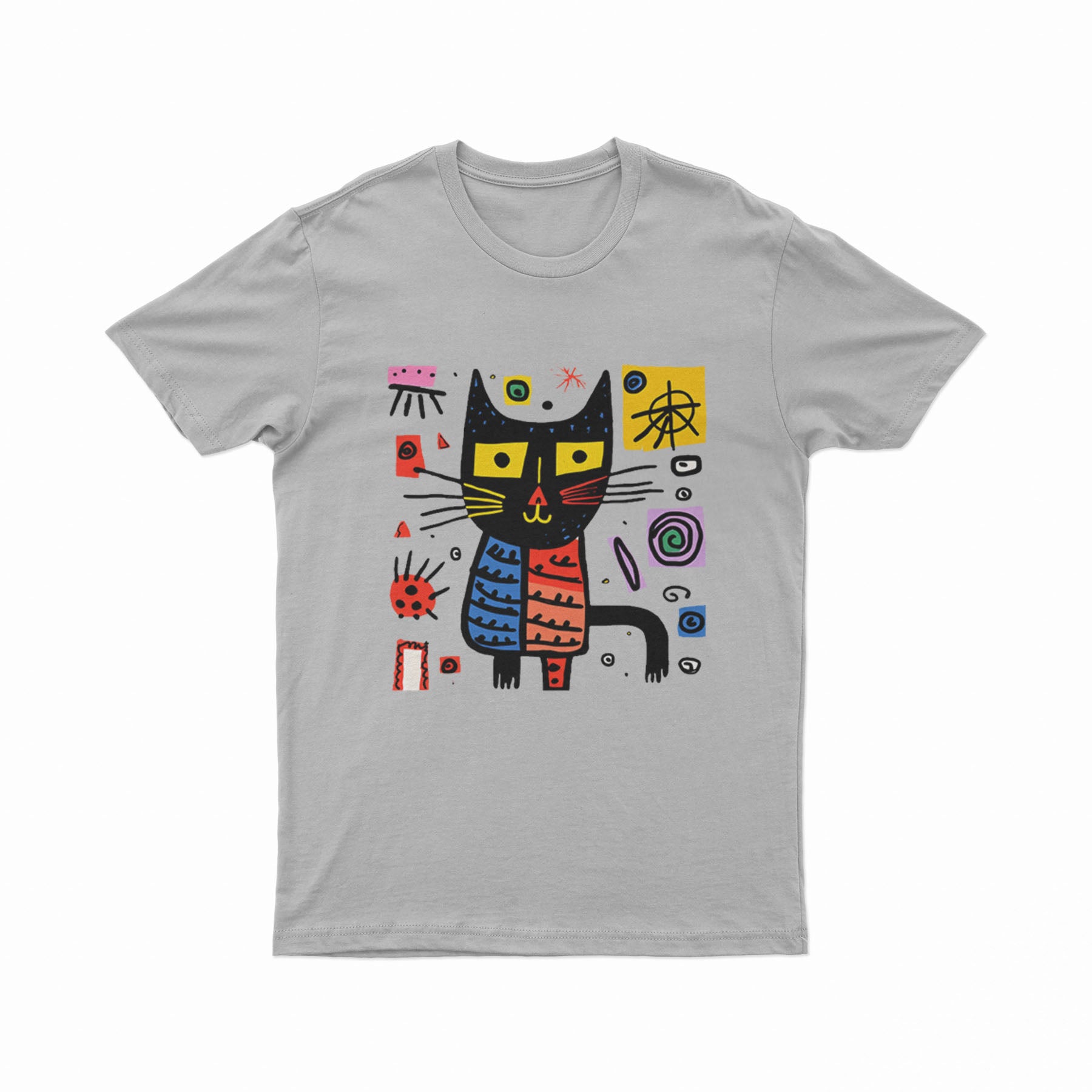 FunkyKolors Psychedelic Cat T-Shirt – Bold & Artistic Graphic Tee