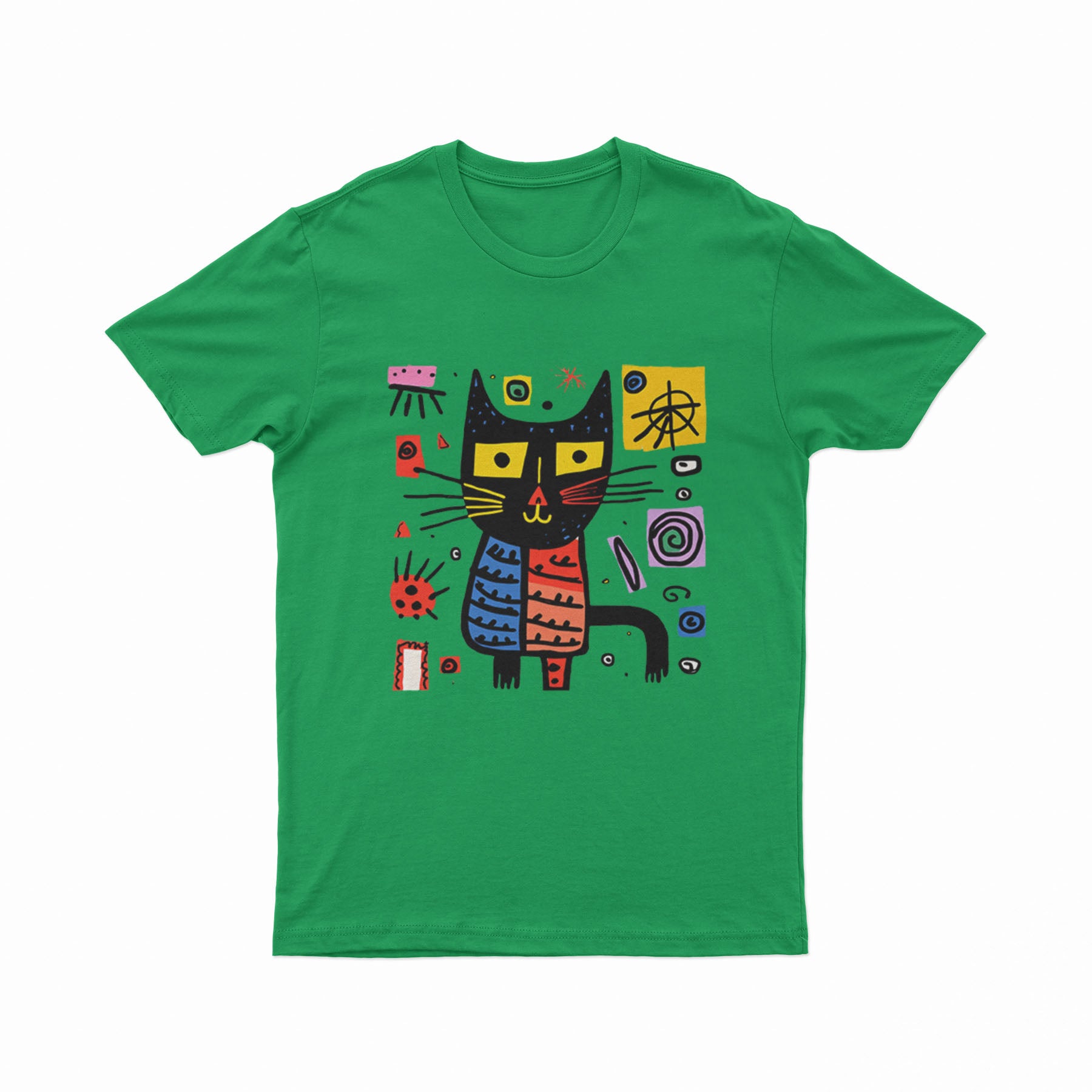 FunkyKolors Psychedelic Cat T-Shirt – Bold & Artistic Graphic Tee