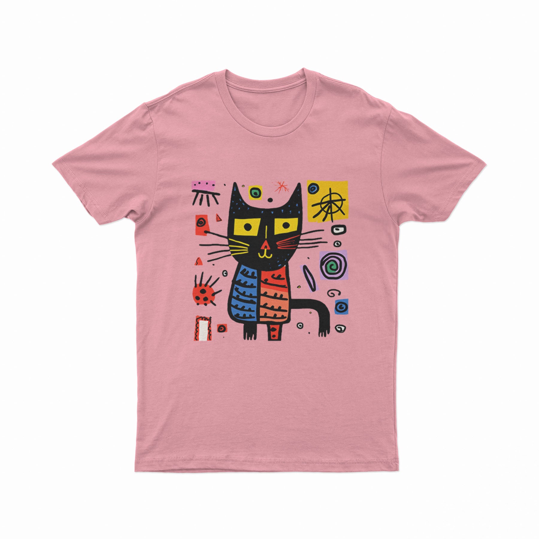 FunkyKolors Psychedelic Cat T-Shirt – Bold & Artistic Graphic Tee