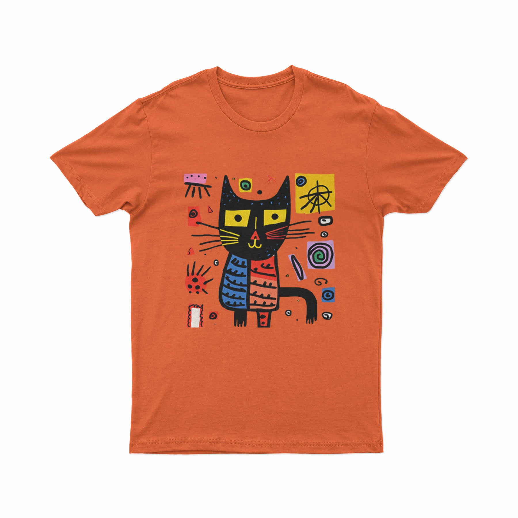 FunkyKolors Psychedelic Cat T-Shirt – Bold & Artistic Graphic Tee