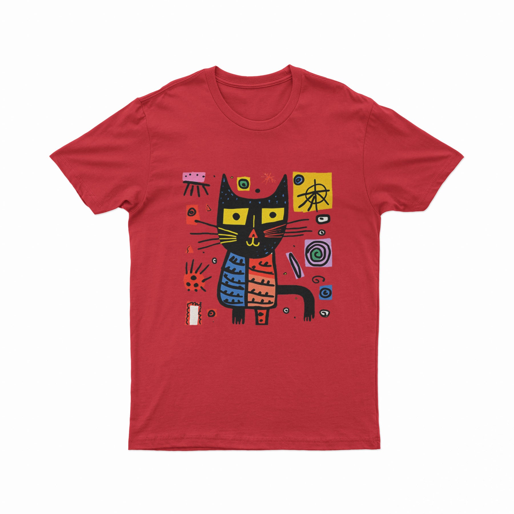 FunkyKolors Psychedelic Cat T-Shirt – Bold & Artistic Graphic Tee