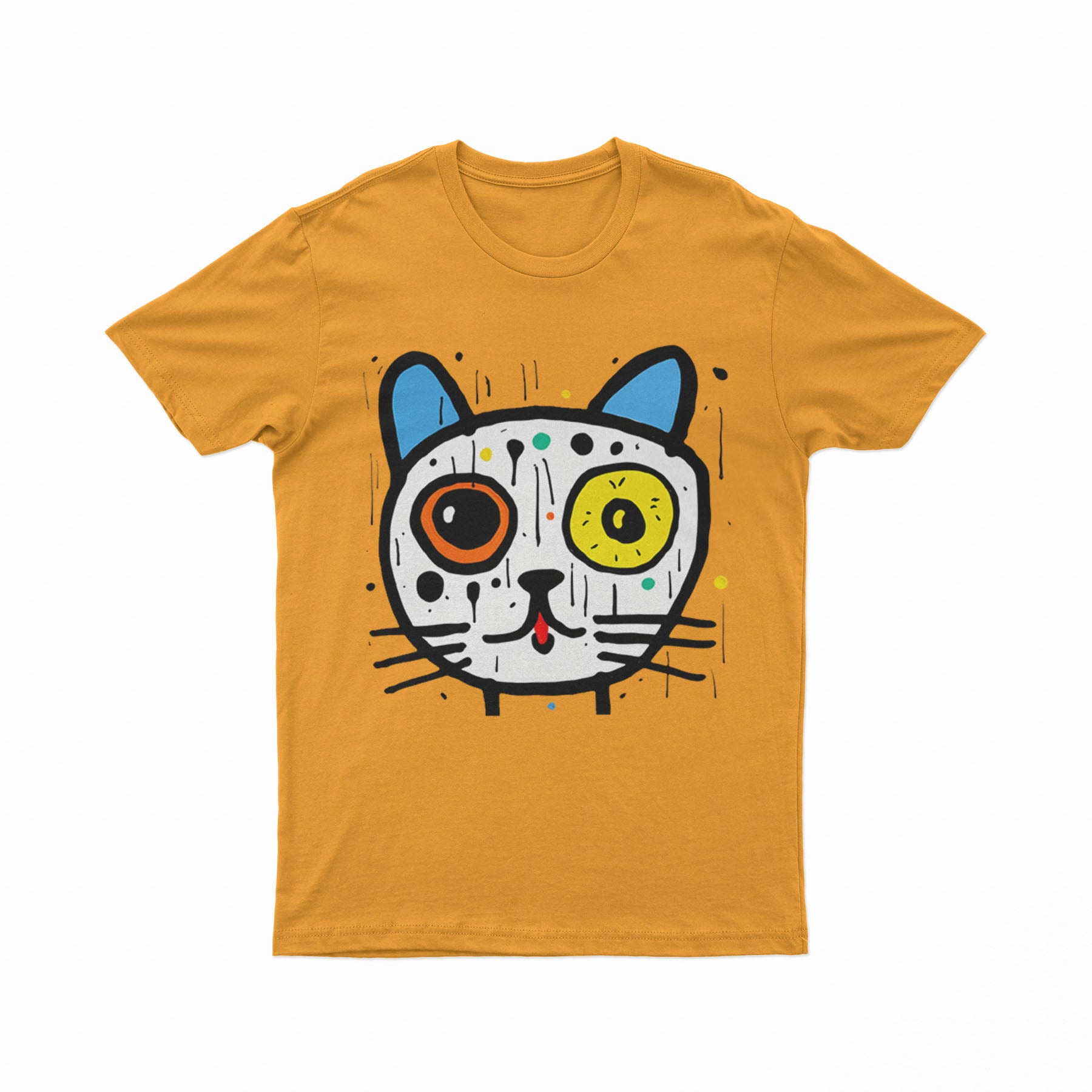 Abstract Neon Cat T-Shirt – Lightweight & Breathable Artistic Tee for Summer & Everyday Wear