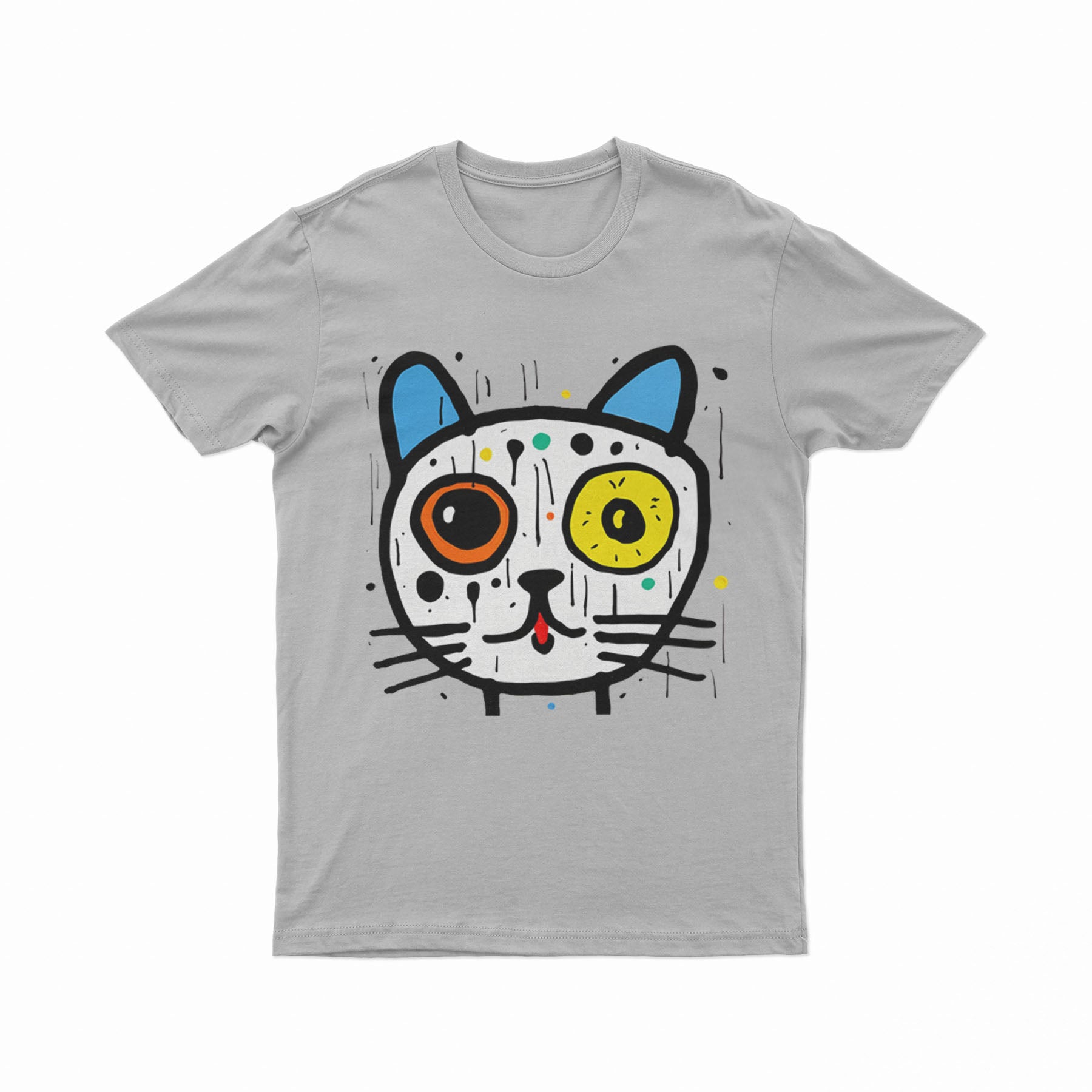 Abstract Neon Cat T-Shirt – Lightweight & Breathable Artistic Tee for Summer & Everyday Wear