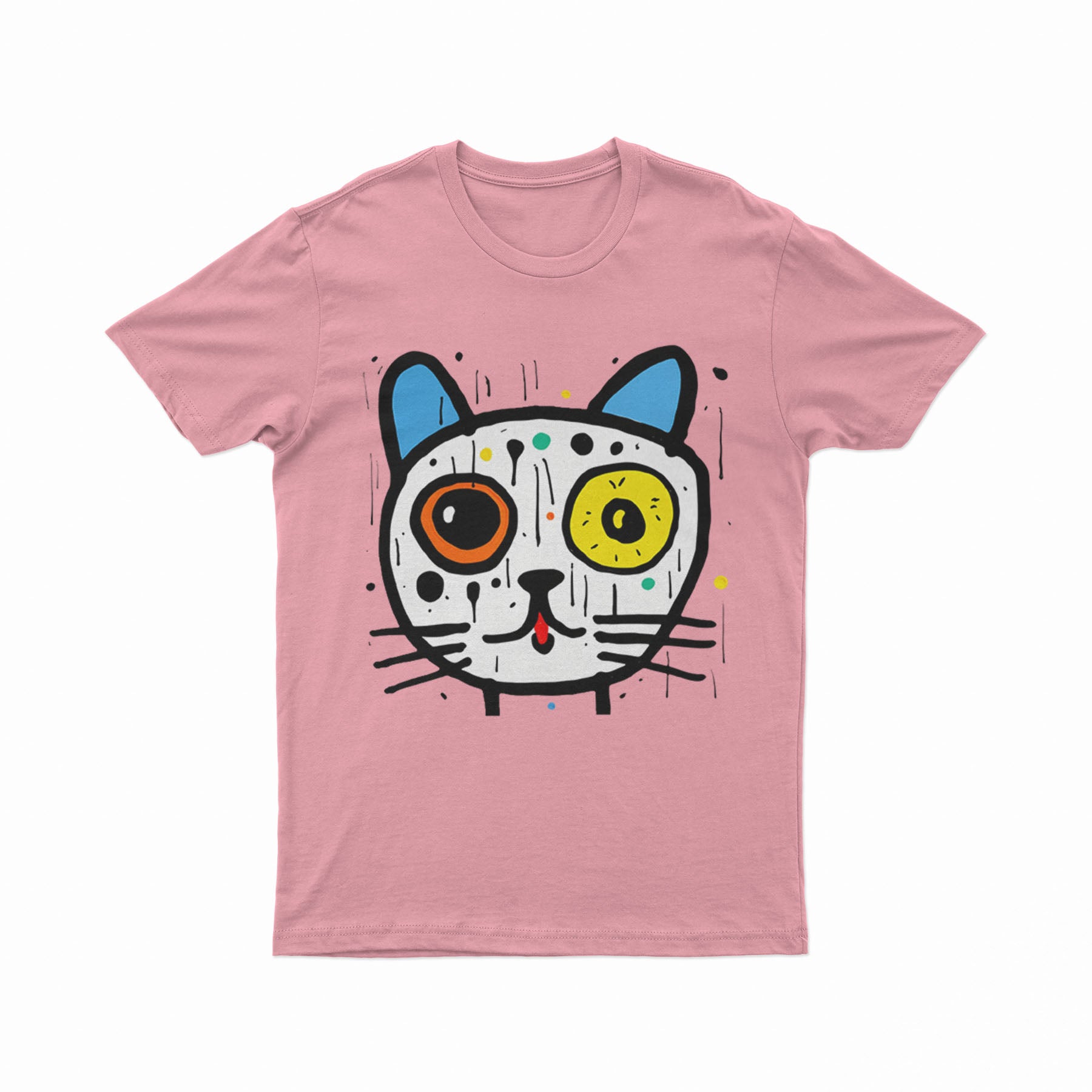 Abstract Neon Cat T-Shirt – Lightweight & Breathable Artistic Tee for Summer & Everyday Wear